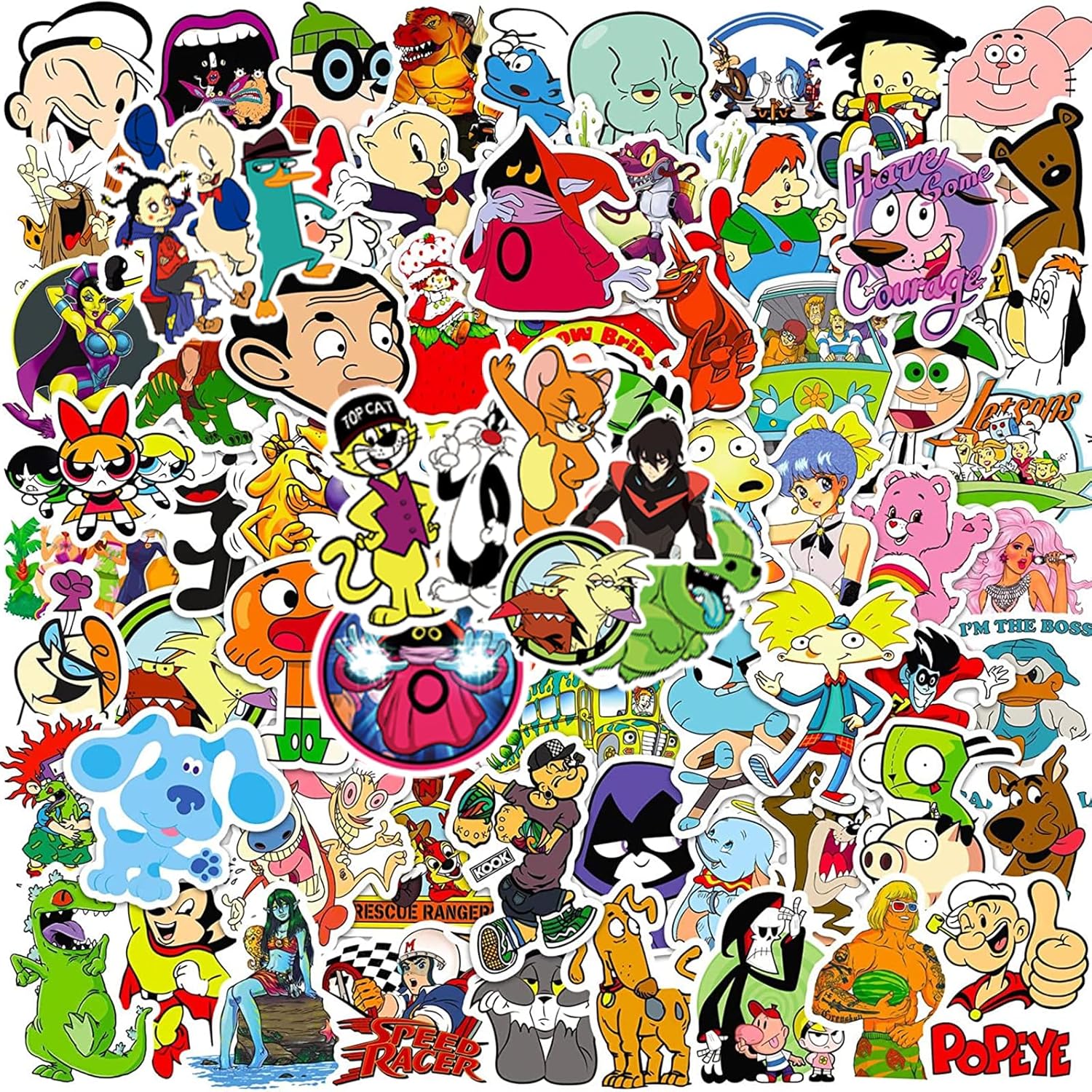 NEULEBEN Retro 90s Cartoon Stickers, 100PCS Multicolor Vinyl Waterproof Stickers for Laptops, Skateboards, DIY Projects, Kids & Teens