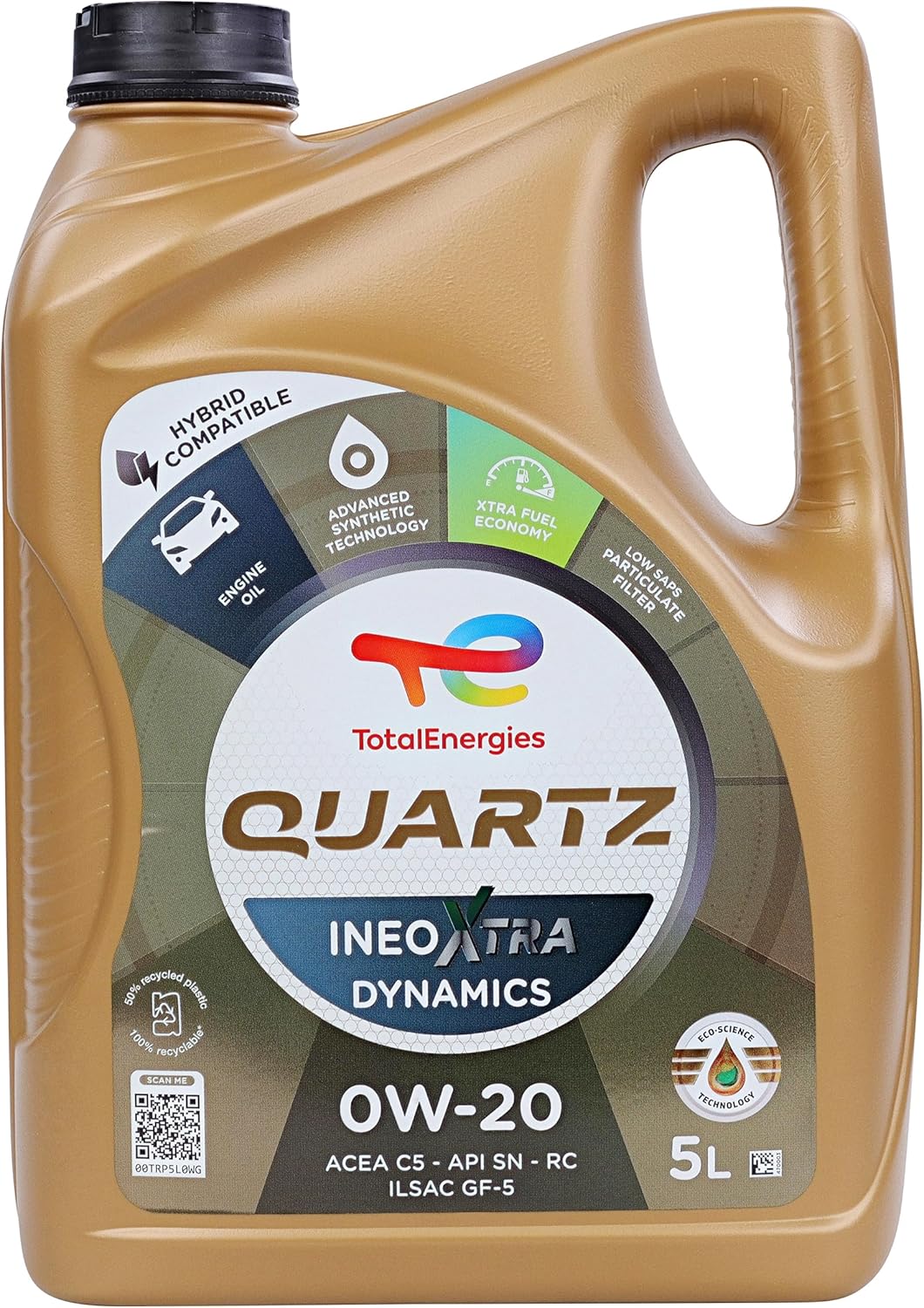 Ineo Xtra Dynamics 0W-20 Full Synthetic Motor Oil - Optimal Fuel Economy & Hybrid Compatibility, Engine Protection with Polar Molecule Technology - Case Pack 3 x 5 Liters