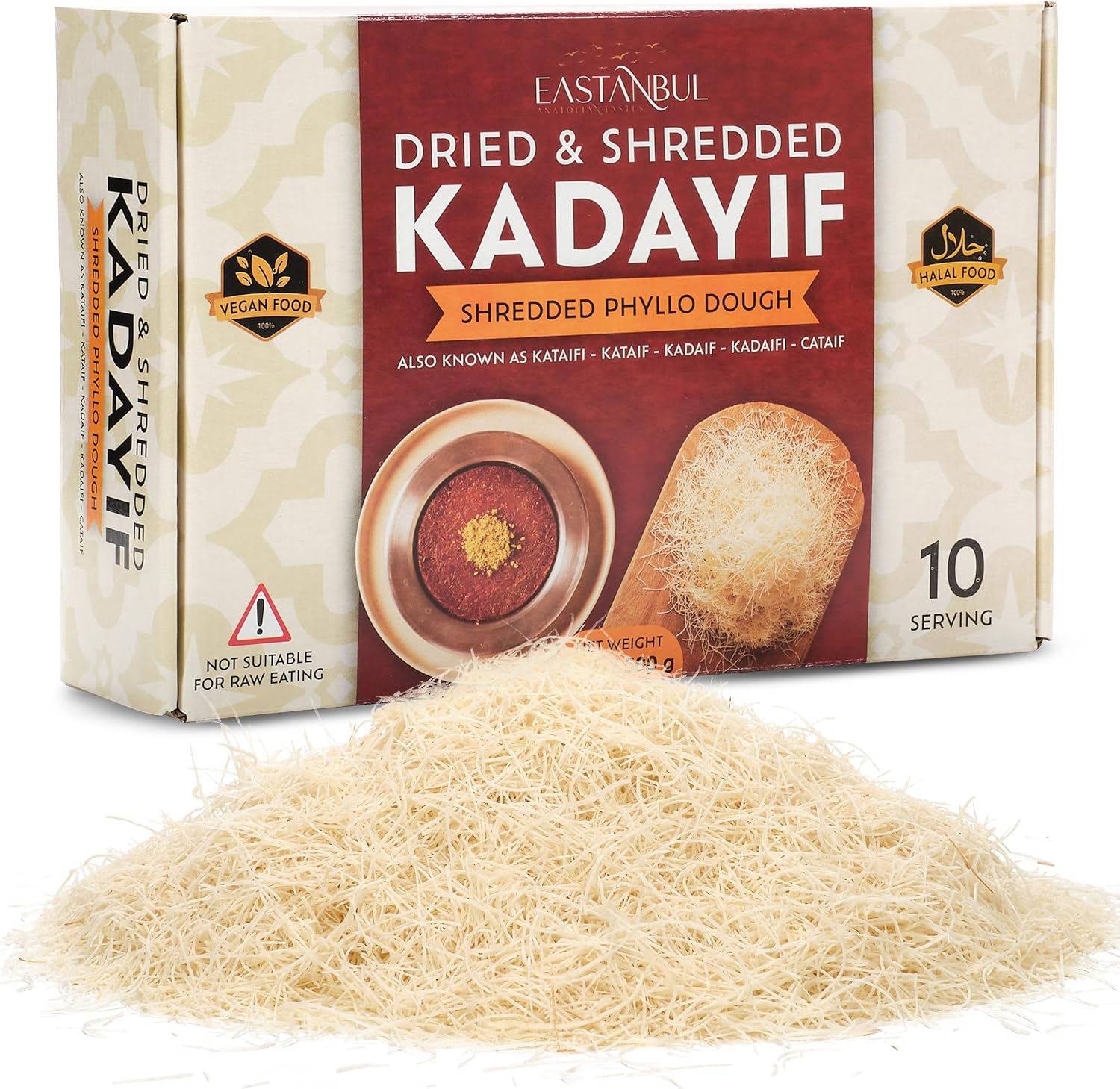 Eastanbul Dried & Chopped Kataifi Shredded Fillo Dough, Kurutulmus Kadayif Pastry Dough, Ingredient for The Viral Dubai Pistachio Chocolate Bar, Shredded Phyllo Dough, Kunafa Dough, 500g