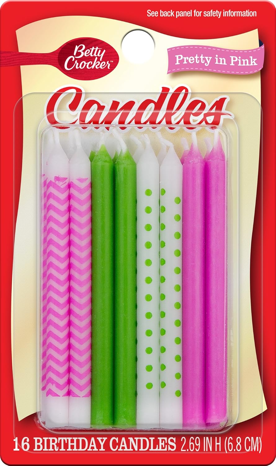 Betty Crocker Pretty in Pink Birthday, 2.75 Inch (Pack of 16)