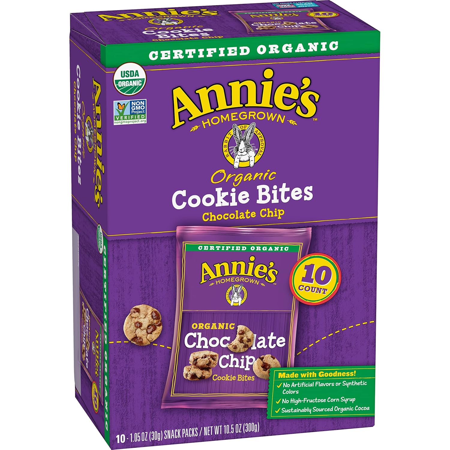 Annie's Organic Chocolate Chip Cookie Bites, 10 Packets, 10.5 oz.