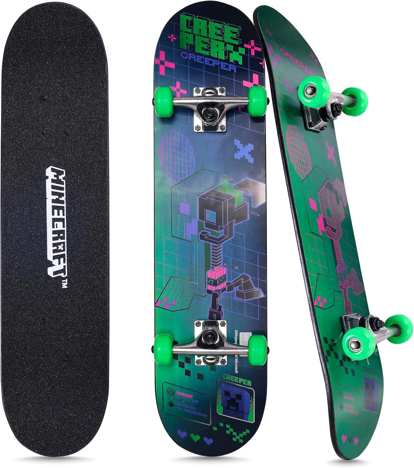 Minecraft - 31" Lenticular Skateboard with Pro Trucks, Full Grip Tape, 9-Ply Maple Deck, Ideal for All Experience Levels