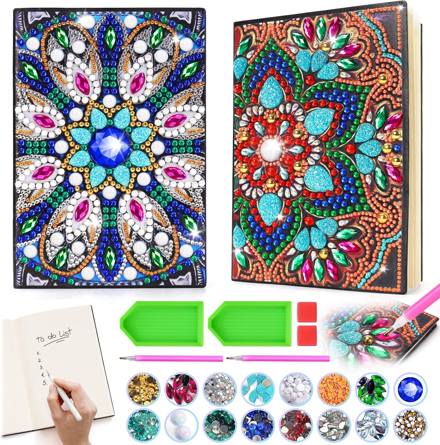 Craft Kits for Kids Age 6-8-9-10, Girls Birthday Presents for 5 7 11 12 Year Old Notebook Diamond Art Painting Kit Arts and Crafts for Kids Toys for 5-10 Year Old Girl Gifts Diary Cute Stationery Set