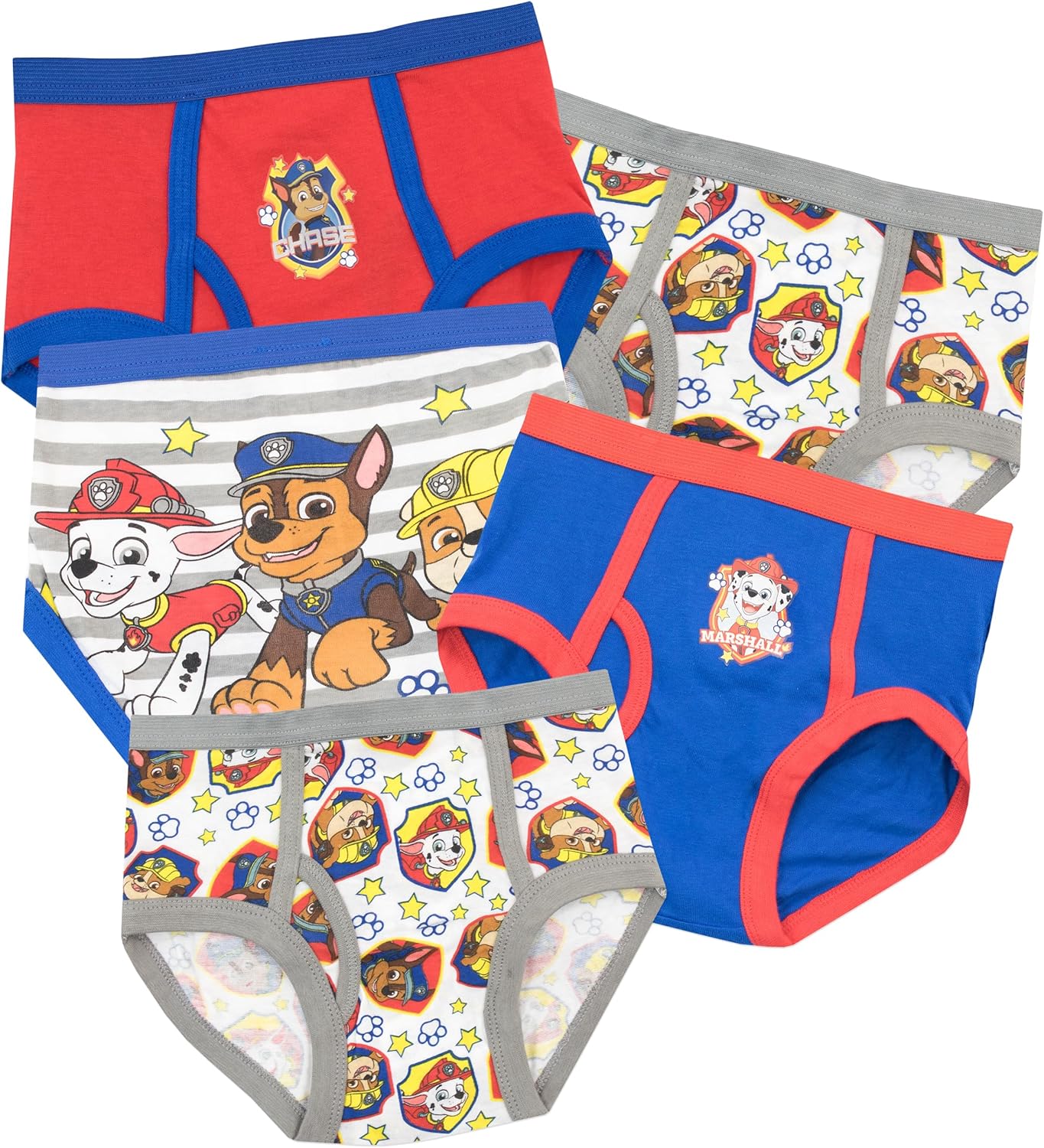 Paw Patrol Boys' Chase Marshall and Rubble Underwear Pack of 5