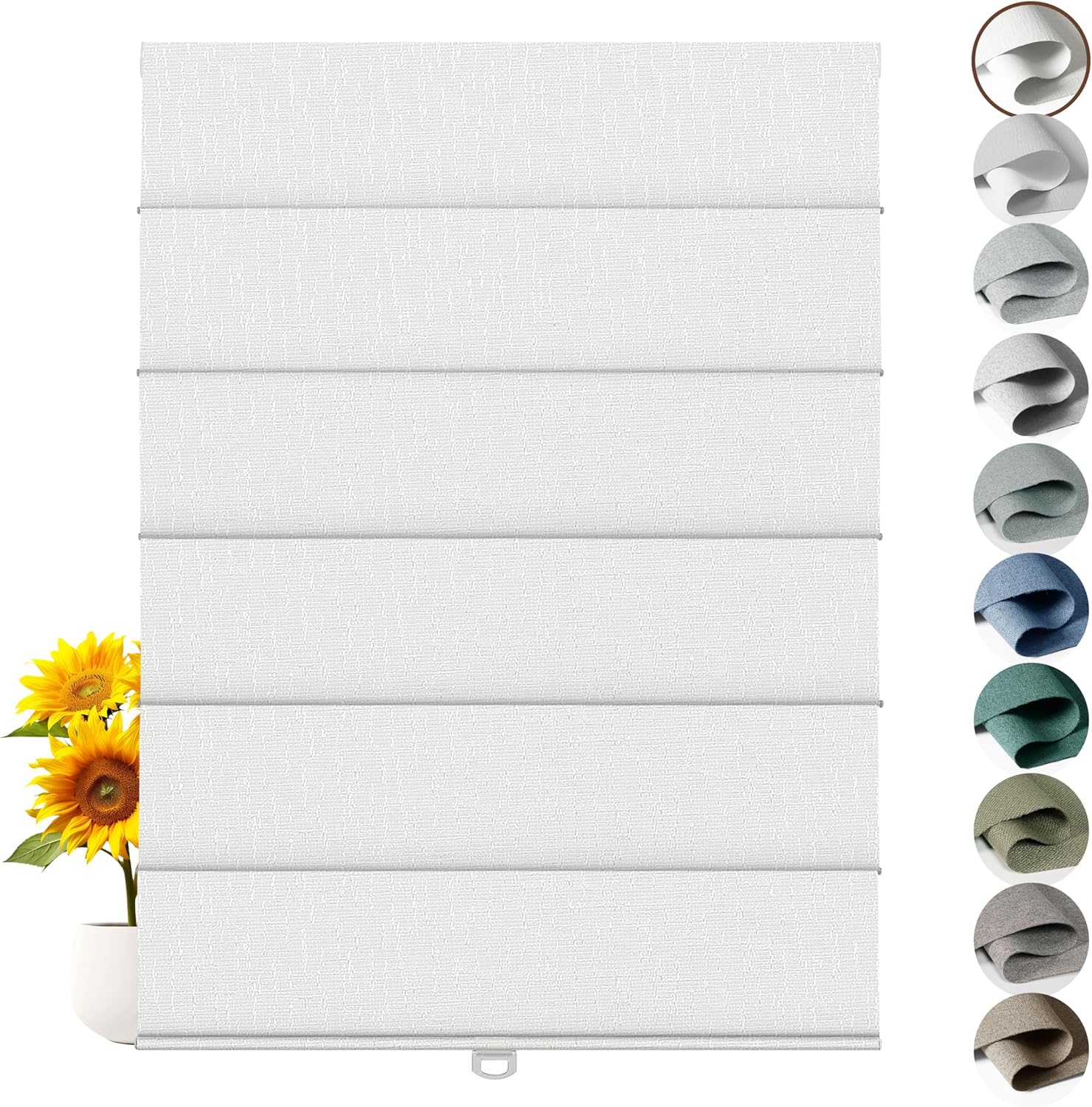 Cordless Roman Shades for Windows - Custom Size Off-White, Blackout Roman Shades Fabrics, Roman Blind for UV Protection Thermal Insulation for Bedroom, Living Room, Office