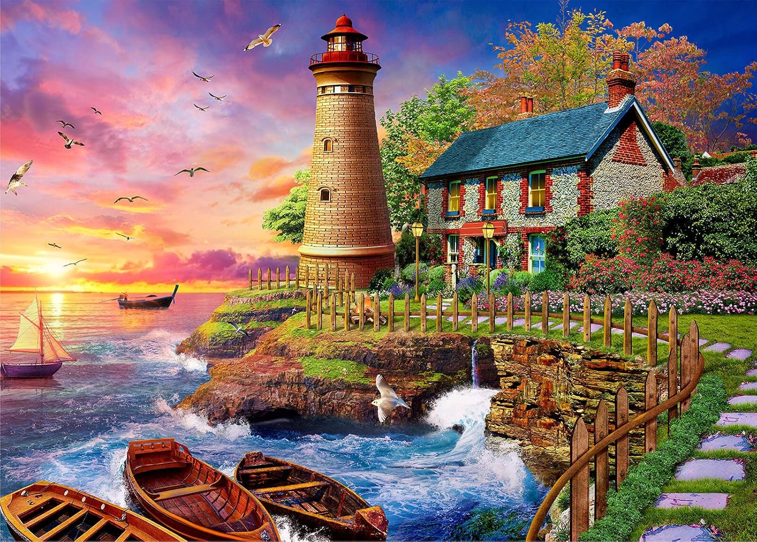 1000 Piece Jigsaw Puzzles for Adults | Coast Lighthouse | Landscape Jigsaw Puzzles for Adults 1000