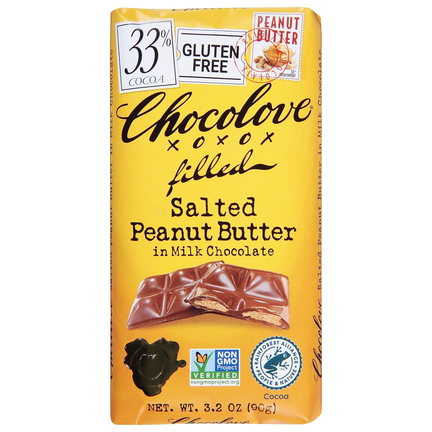 Chocolove Salted Peanut Butter Milk Chocolate Bar, 90 Gr