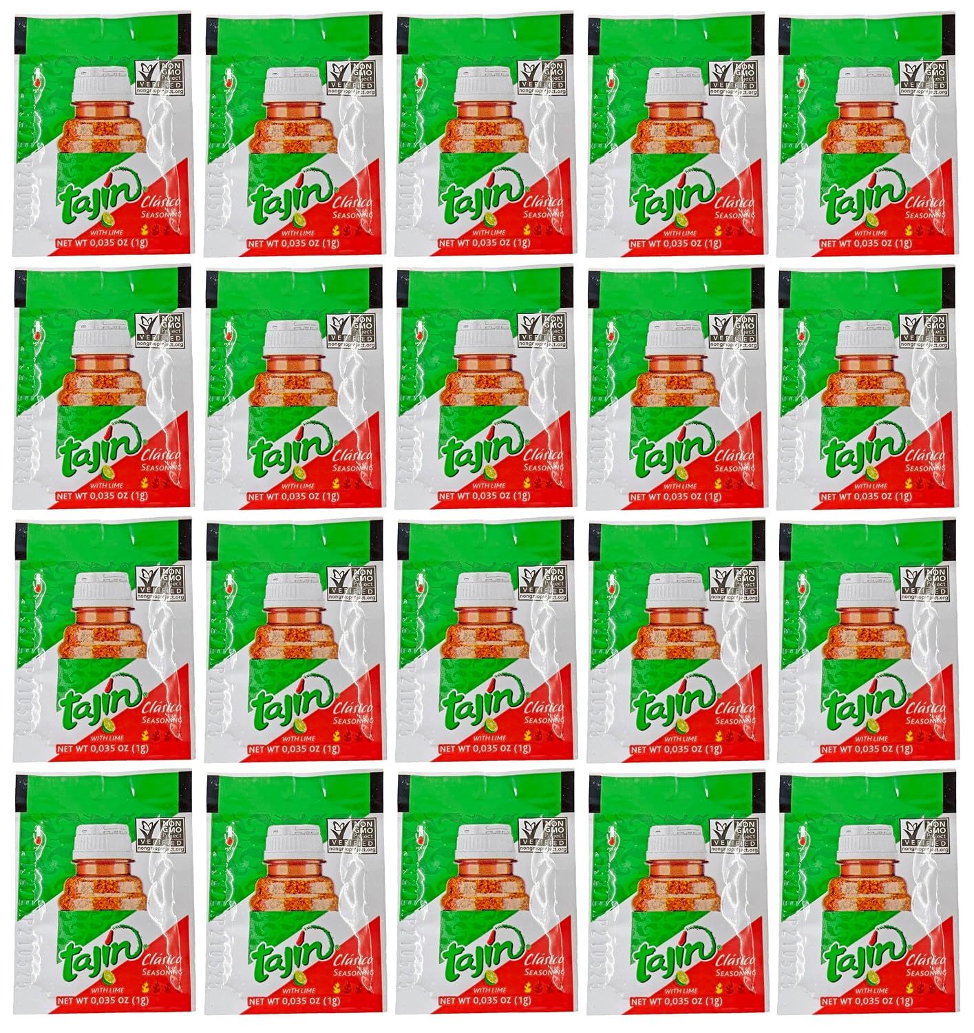 Tajin Classic Zesty Seasoning Blend With Lime 1 gram Packet | Gluten-Free | Kosher | Non-GMO | Halal | 100 Pack