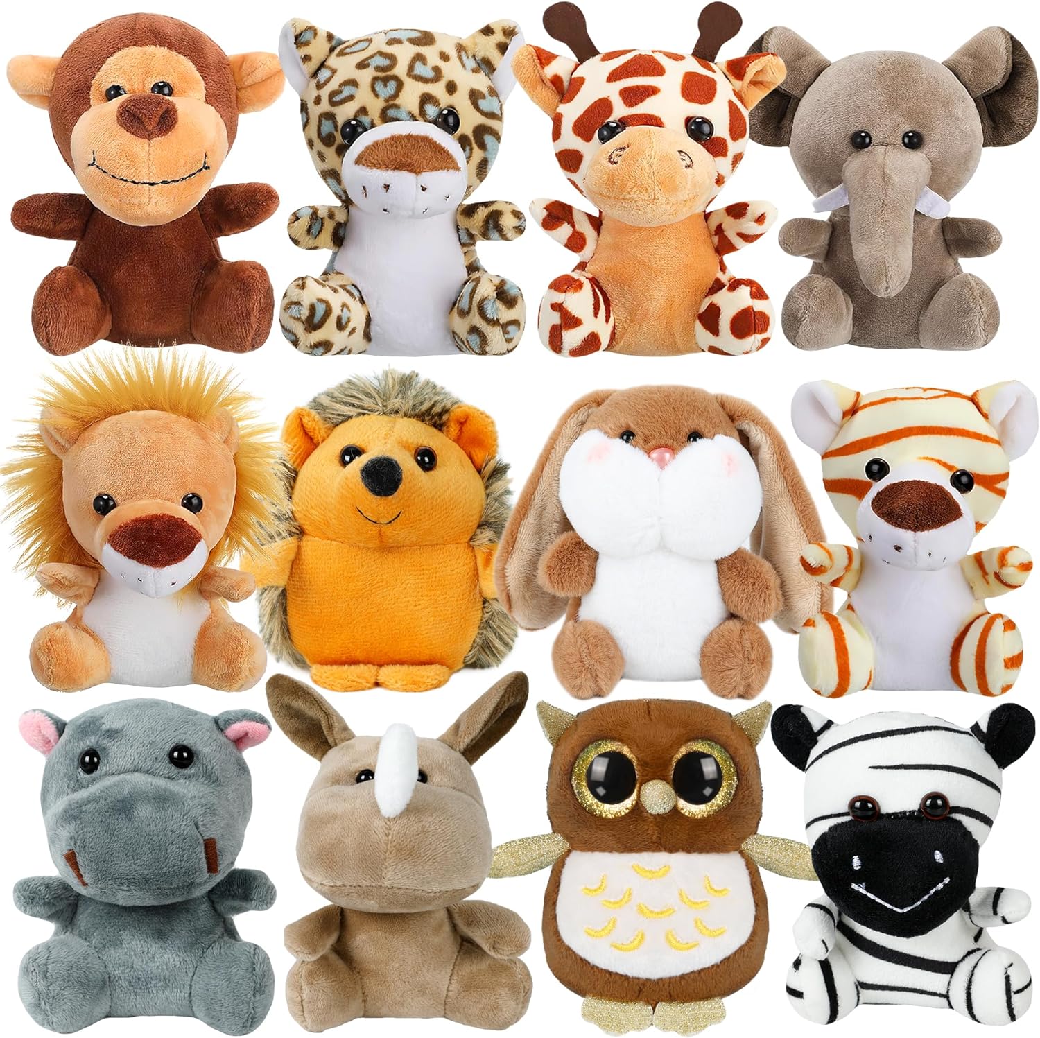 Arrozon 12 Pcs Small Stuffed Animals Bulk, 4.5 Inch Mini Stuffed Animals, Plush Toys for Kids, Carnival Prizes, Classroom Treasure Box, Claw Machine Filler, Goody Bag Stuffers