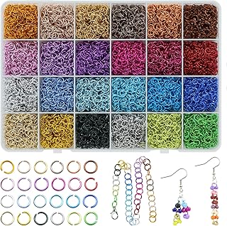 About 7200pcs 24 Colors Jump Rings Jewelry Findings 6mm Jewelry Open Jump Rings for Choker Bracelets Necklaces Chain Jewelry Making