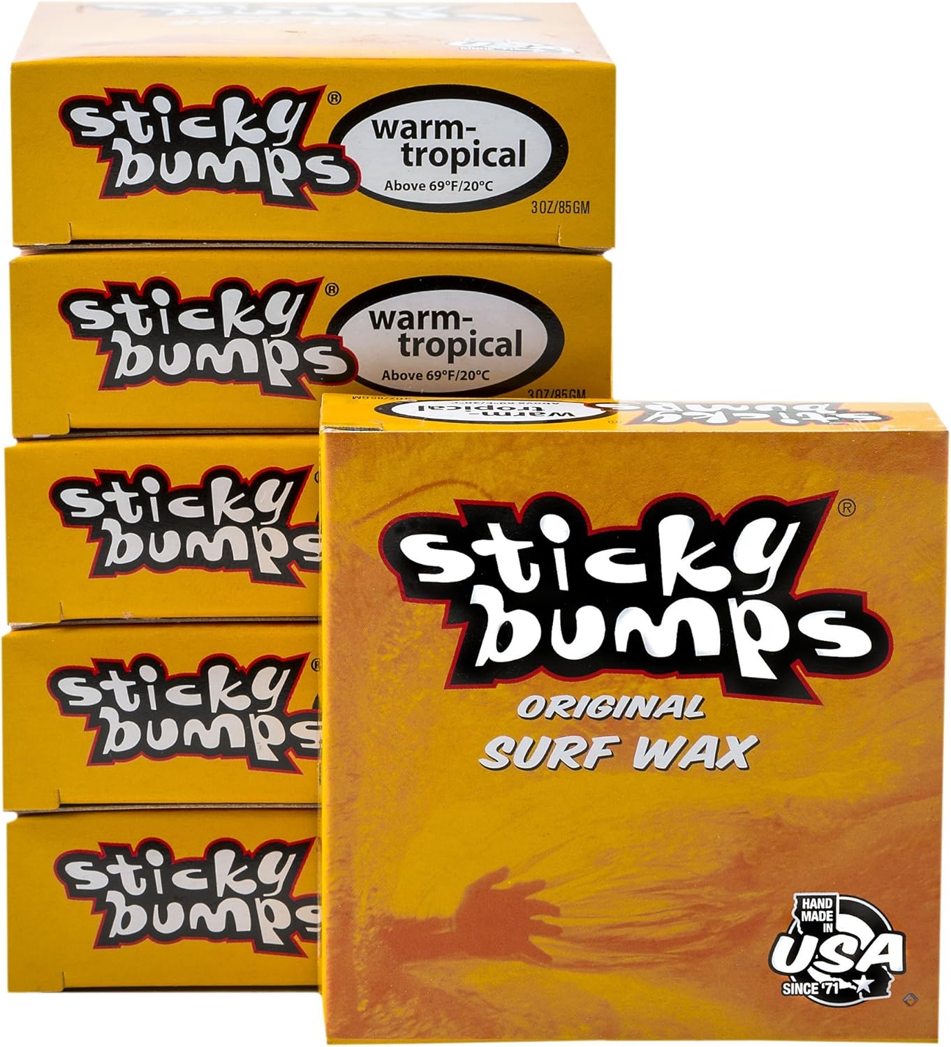 Sticky Bumps Warm/Tropical Surf Wax | Long-Lasting Surfboard Wax | Great Bump Building for Surfing | Non-Toxic, Nature-Safe | Warm Water Surf Wax for Temps 69°F/20°C and Above