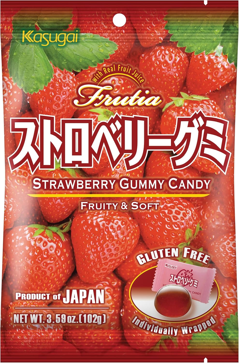 Kasugai Frutia Strawberry Gummy Candy 102g