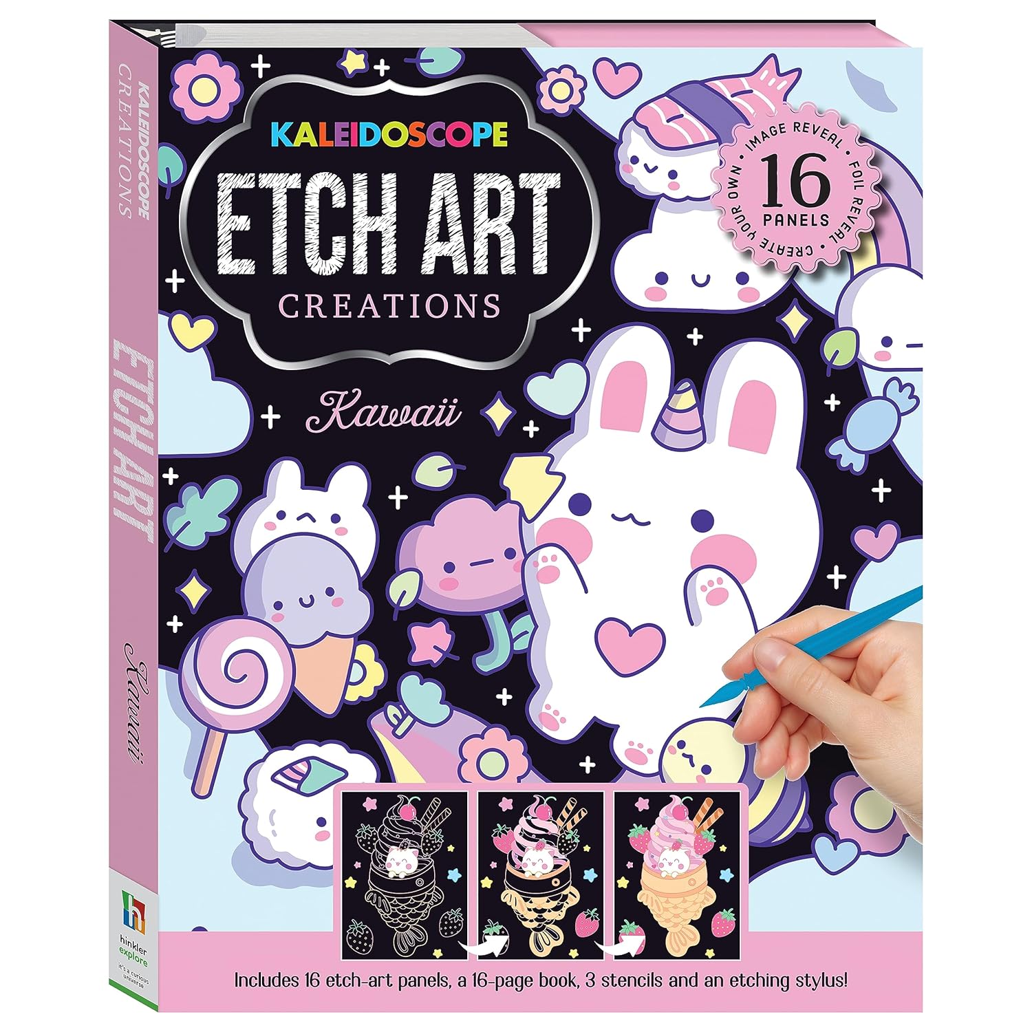 Kawaii Kaleidoscope Etch Art Kit | Scratch Art for Adults and Children | Arts and Crafts Projects | Gifts for Teen Girls