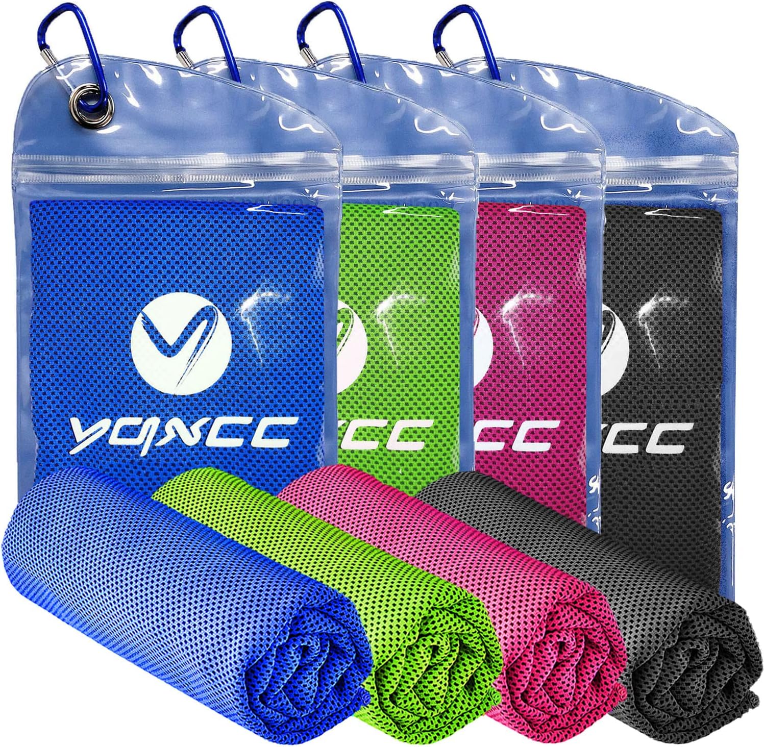 YQXCC 4 Pack Cooling Towel (47"x12") Ice Cool for Neck, Microfiber Soft Breathable Chilly Towels for Yoga, Sports, Golf, Gym, Camping, Running, Fitness, Workout & More Activities