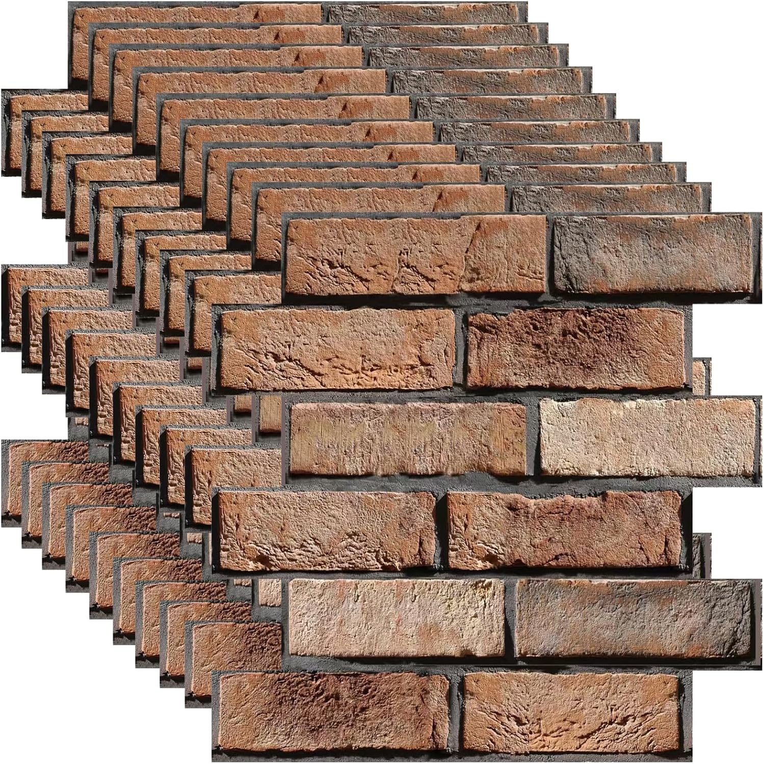 BIONSUIKIM 3D Wall Panels 10 Pack PVC Wall Panel Self Adhesive for Interior Wall Decor, 3D Wallpaper Waterproof for Bedroom Home Kitchen,Living Room,Office Decorate 11.81 * 11.81inch (Seamless Brick)