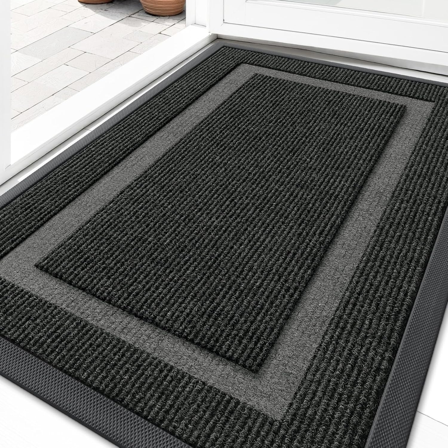 OLANLY Front Door Mat Outside 29.5x17, All-Season Heavy-Duty Rubber Doormat