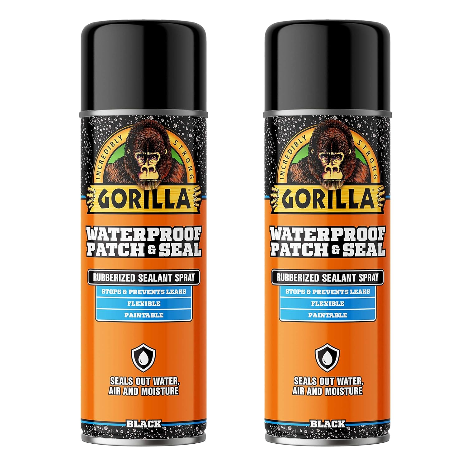 Gorilla Waterproof Patch & Seal Rubberized Sealant Spray; Black; 16oz (Pack of 2)