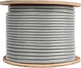Houseables Carbon Steel Rope, 45 Wire Cable, 250 ft, 3/16” Vinyl Coated to 1/4” OD, 7 x 19 Strand, 1 Spool, Galvanized, Aircraft Cables, Clothesline Wires, Marine Ropes, 3,600 LBS Breaking Strength