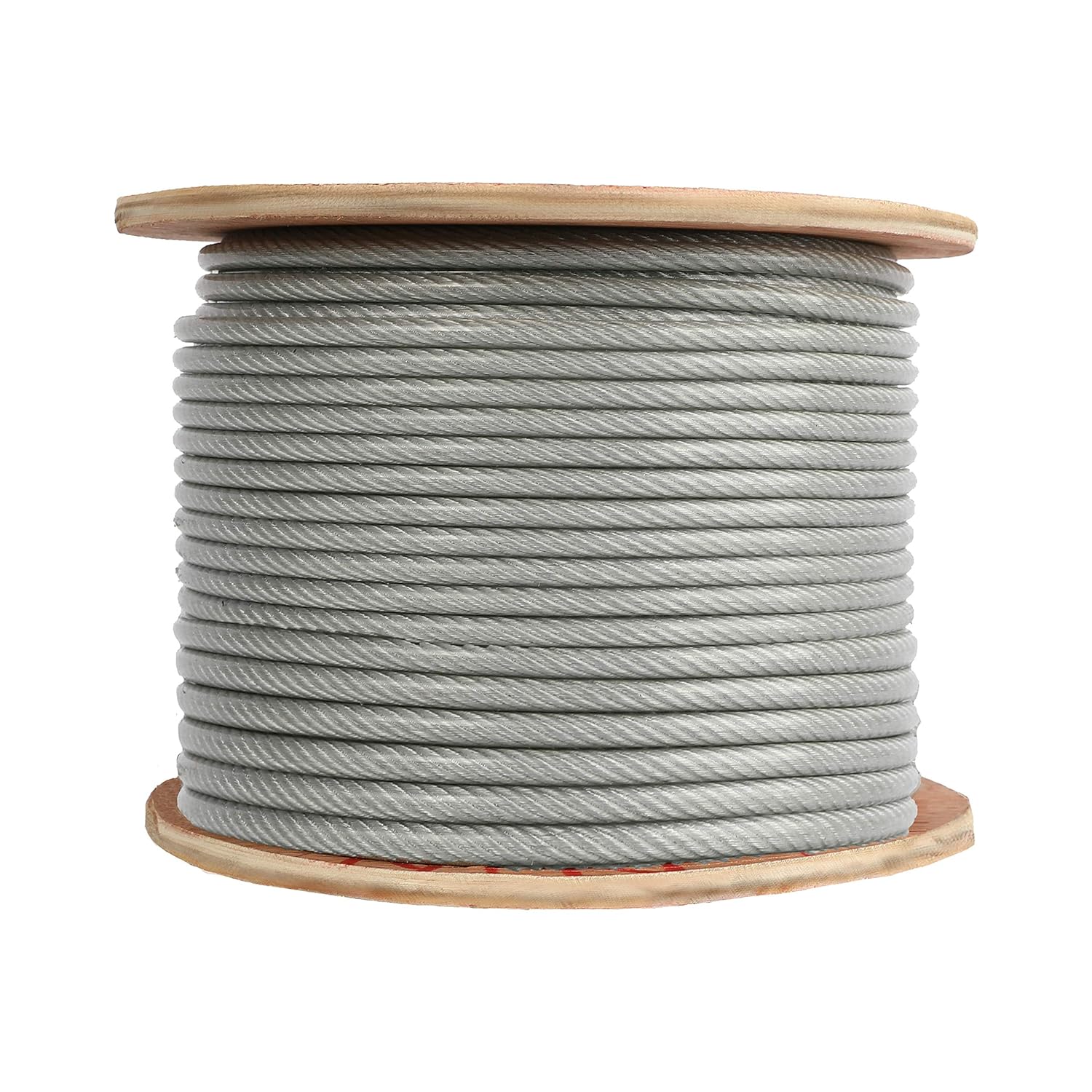 Houseables Carbon Steel Rope, 45 Wire Cable, 250 ft, 3/16” Vinyl Coated to 1/4” OD, 7 x 19 Strand, 1 Spool, Galvanized, Aircraft Cables, Clothesline Wires, Marine Ropes, 3,600 LBS Breaking Strength