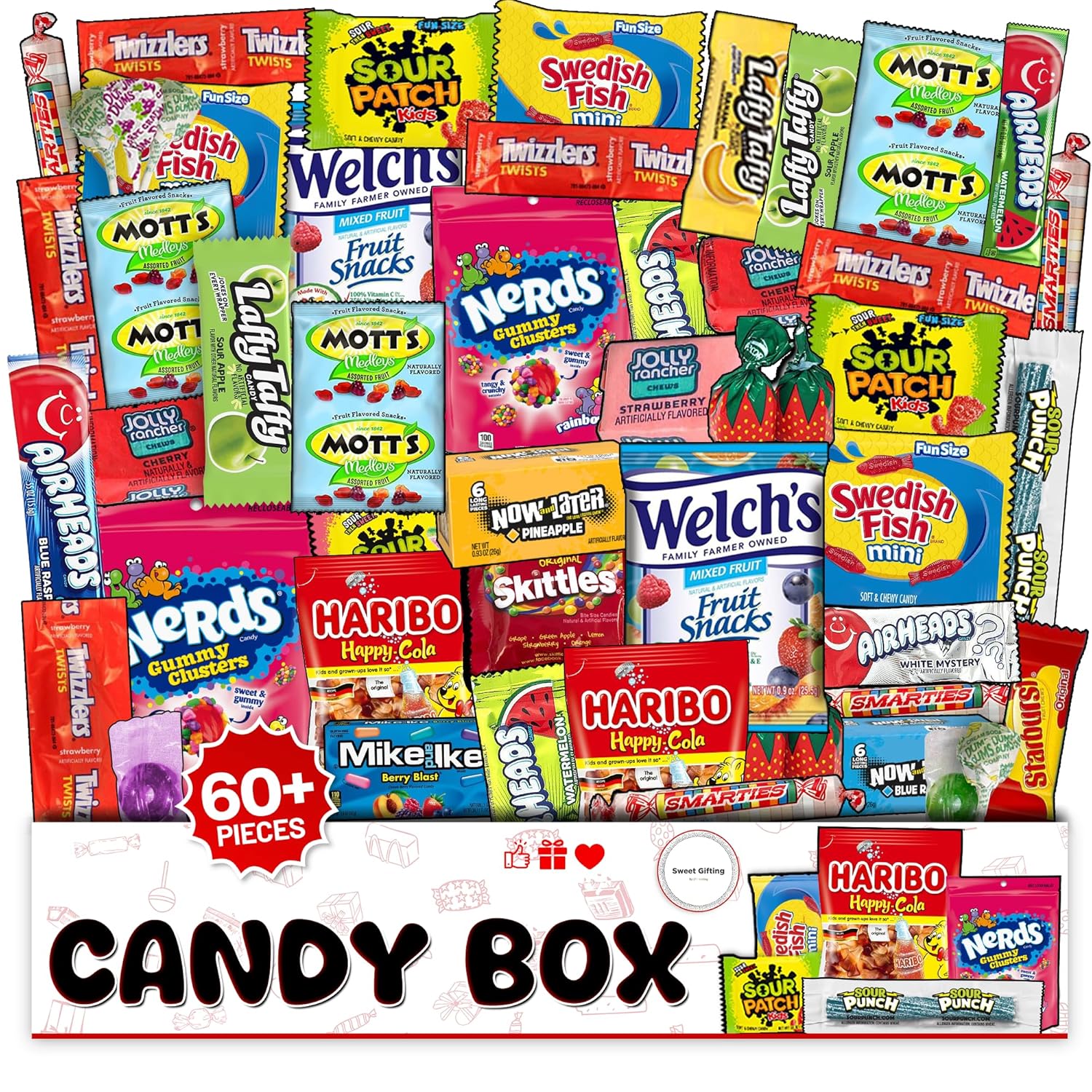 Bulk Candy Variety Pack 60+ Pcs - Candy Box with Individually Wrapped Gummy Treats, Party Favors for Kids, Care Package for Office, Birthday, Back to School & Pinata Stuffer