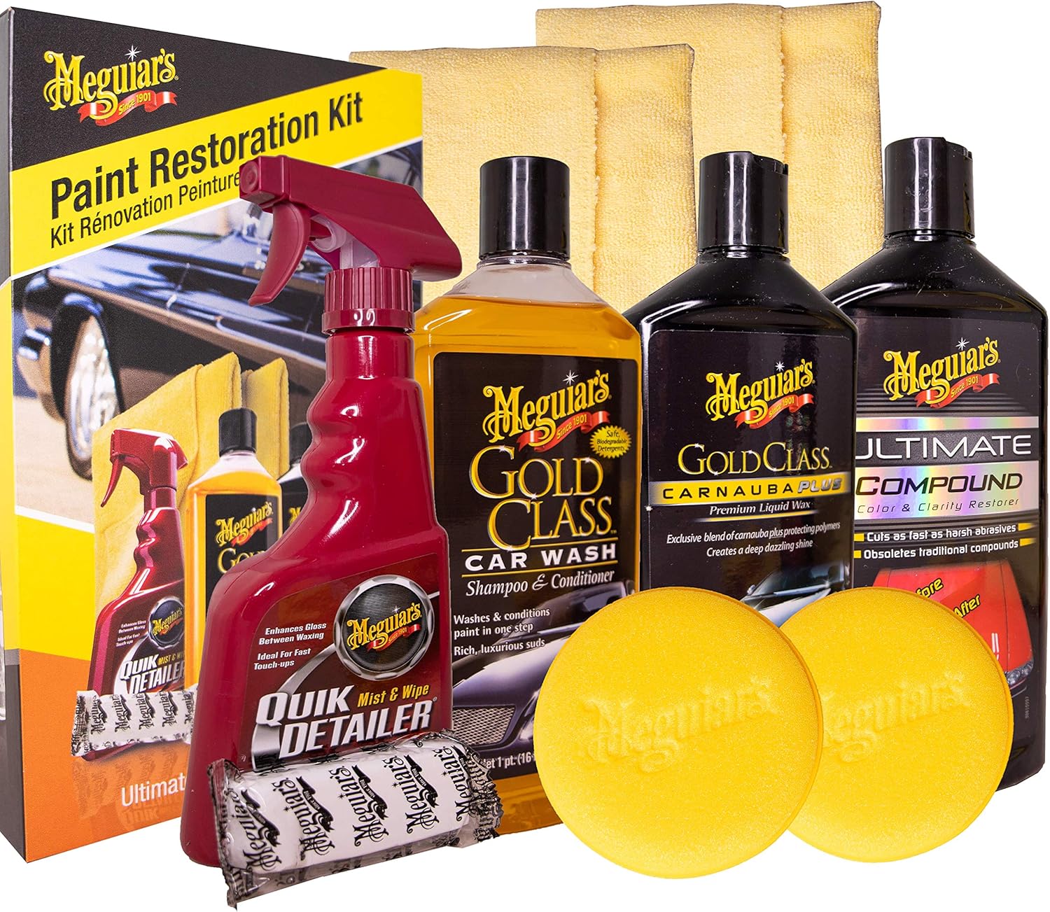 Meguiar's Brilliant Solutions Paint Restoration Kit - Perfect for Reviving Old and Tired Paint Gift Set | Complete Car Wash, Clay, Compound and Wax Set