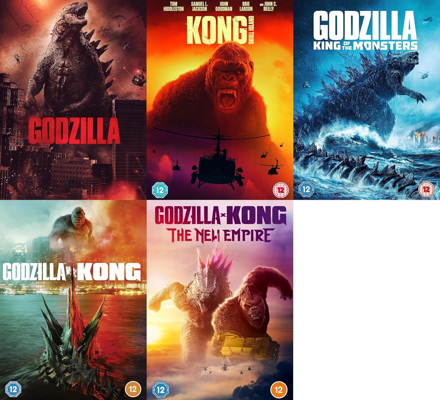 Godzilla & Kong 5 Films Collection DVD - Godzilla, Kong - Skull Island, Godzilla - King of The Monsters, Godzilla Vs. Kong, Godzilla Vs Kong - The New Empire DVD