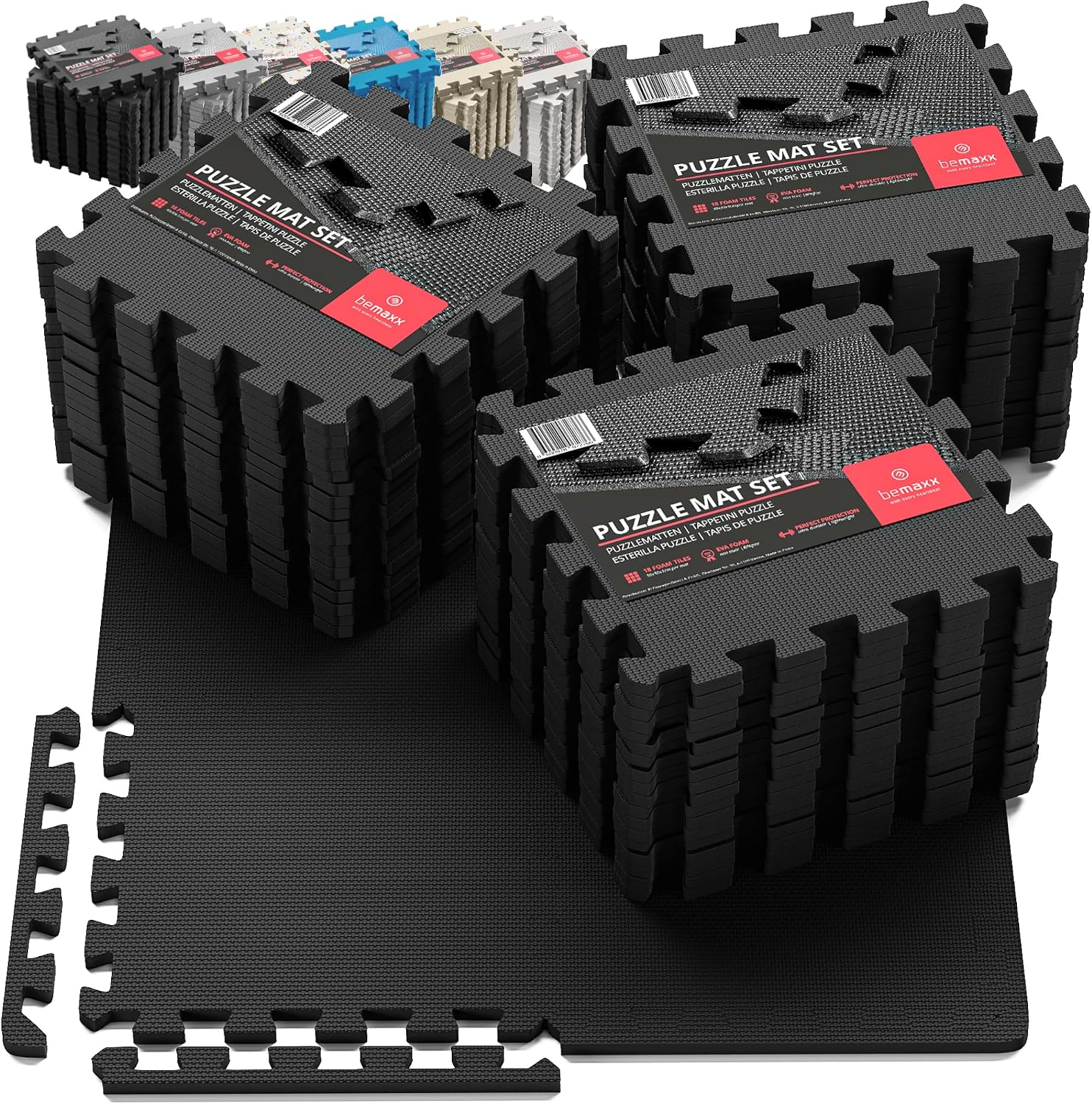 bemaxx Gym Mats Set - EVA Interlocking Foam Floor Tiles Workout Mat Puzzle
