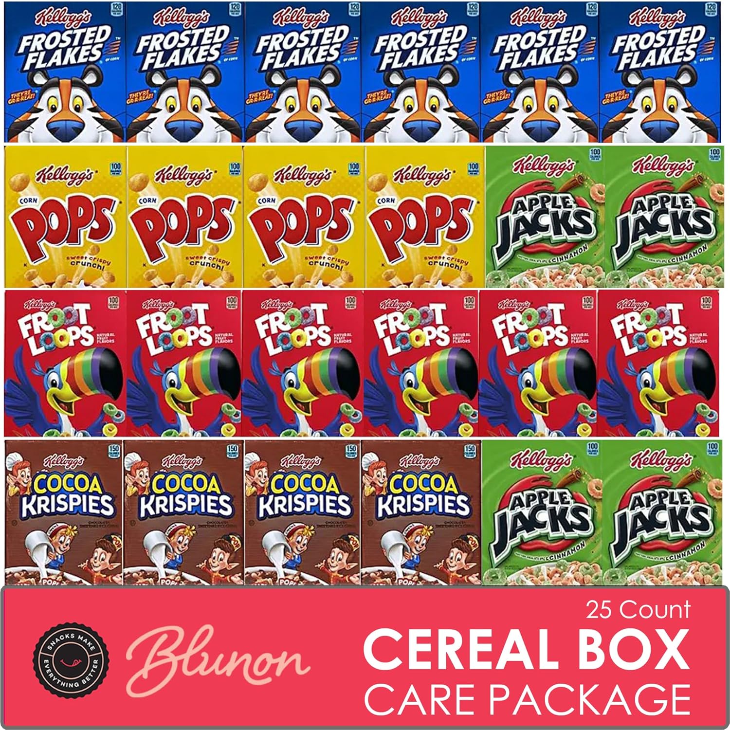 Mini Cereal Boxes Variety Pack - Single Serve Breakfast Cereal Assortment - Care Package Gift Box (25 Count)