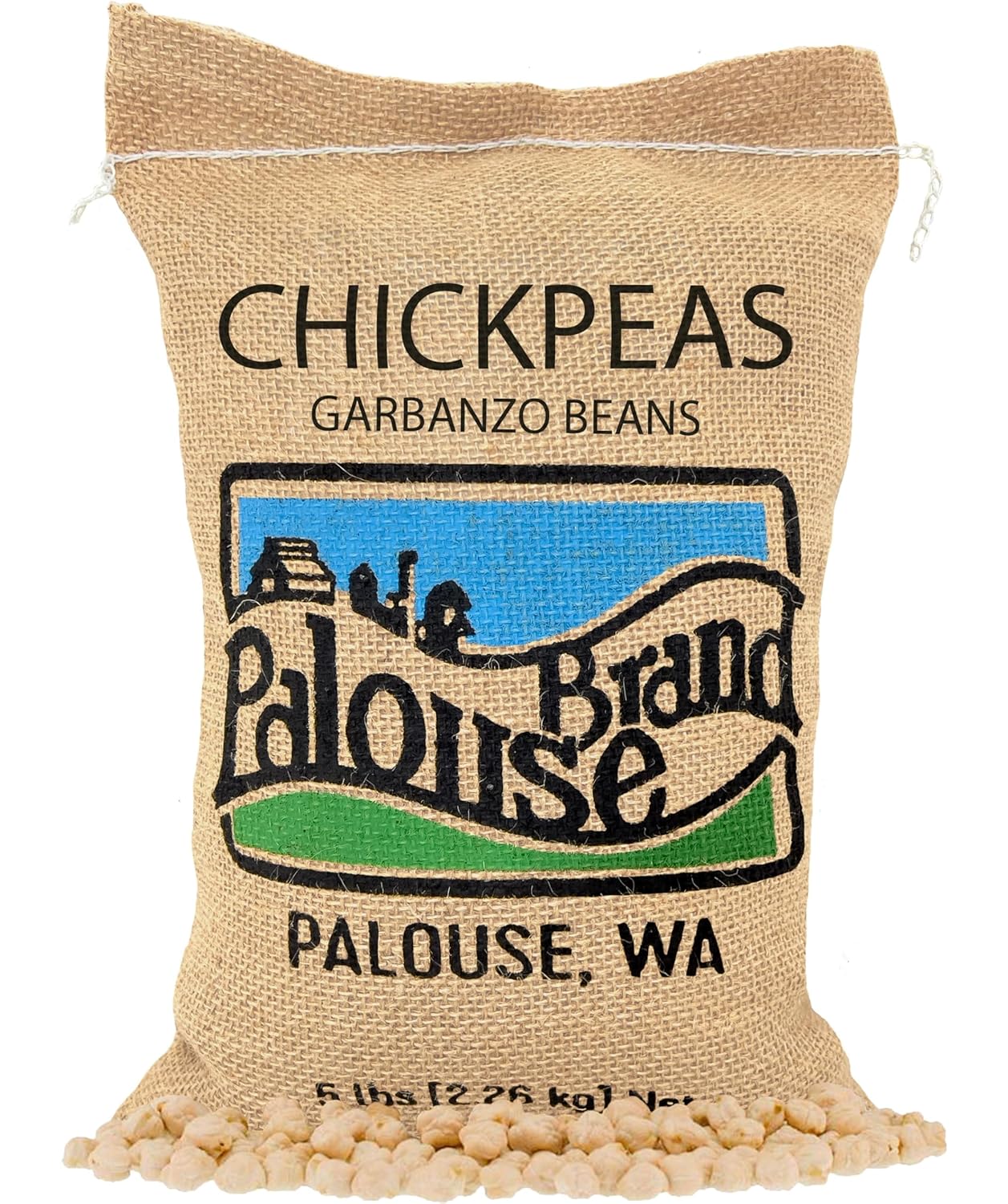 Certified Glyphosate Residue Free Chickpeas | Garbanzo Beans | 5 LBS | Family Farmed in Washington State | Non-GMO Project Verified | Kosher Parve | USA Grown | Field Traced | Burlap Bag