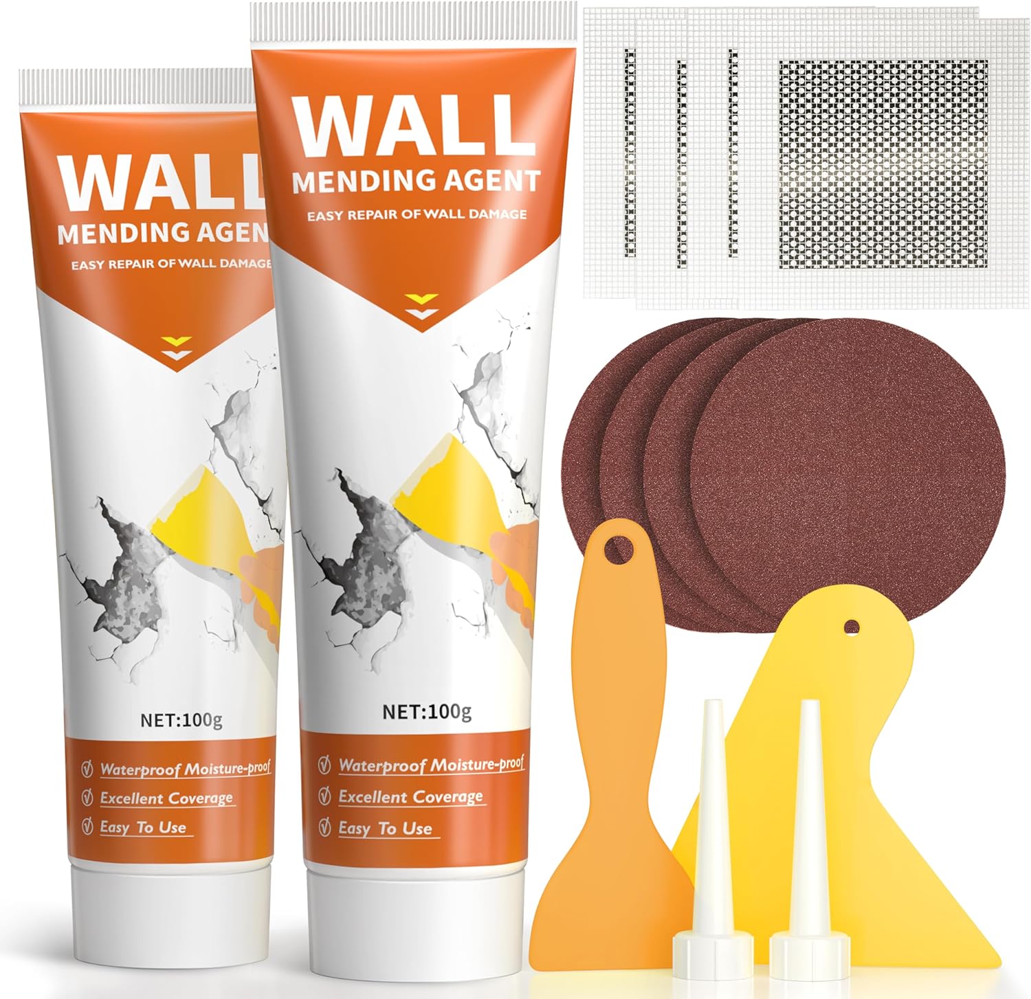 Drywall Repair Kit,Wall Patch Repair Kit,2 Pack Wall Patching Agent,Simple Filling of Wall Holes&Efficient Crack Repair, Plaster Wall Repair,Apartment Friendly
