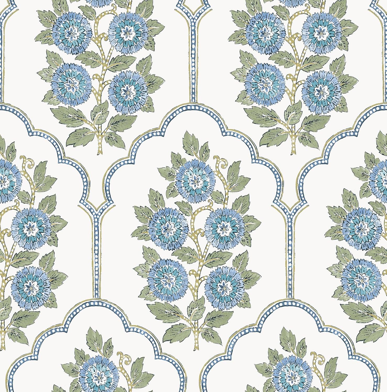 NuWallpaper x Society Social Floral Bazaar Green and Blue Peel and Stick Wallpaper, SSS6316