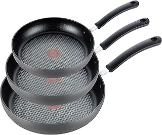 T-fal Ultimate Hard Anodized Nonstick Fry Pan Set 3 Piece, 8, 10.25, 12 Inch, Oven Broiler Safe 400F, Lid Safe 350F, Cookware, Pots and Pans Set Non Stick, Frying Pans, Skillets, Dishwasher Safe Black