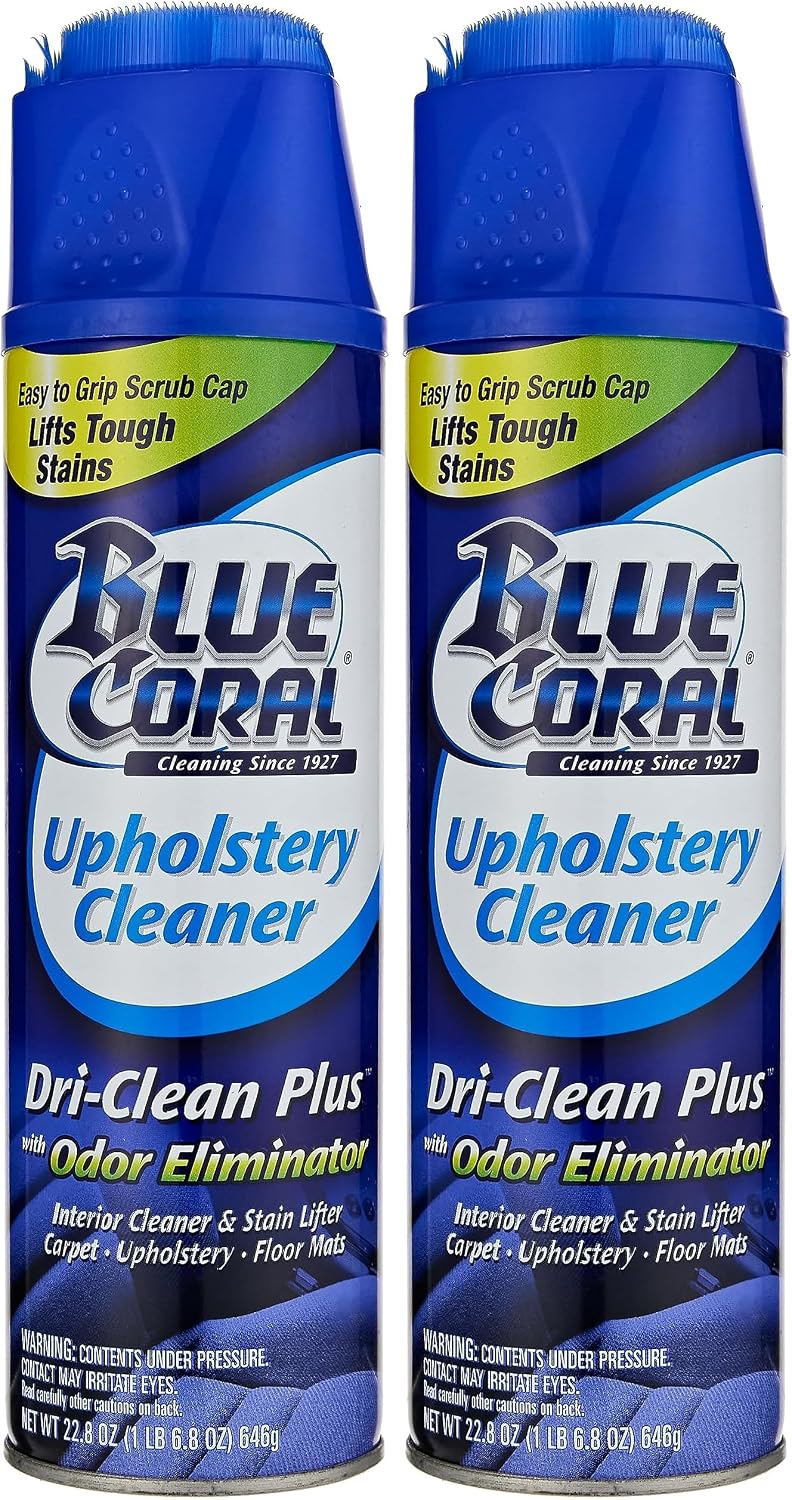 Blue Coral DC22 Upholstery Cleaner Dri-Clean Plus with Odor Eliminator, 22.8 oz. Aerosol (Pack of 2)