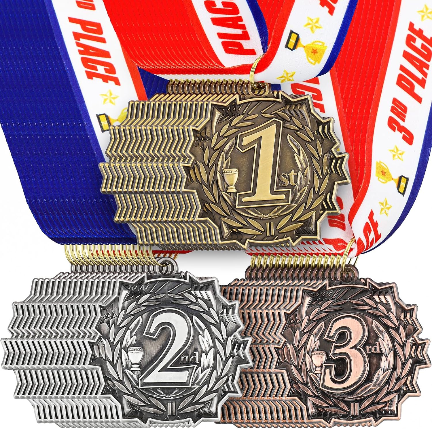 Award Medals 1st 2nd 3rd Place Medals for Awards Metal Winner Trophy Awards Gold, Silver, and Bronze Prizes for Sports Competitions Party, 2 Inches
