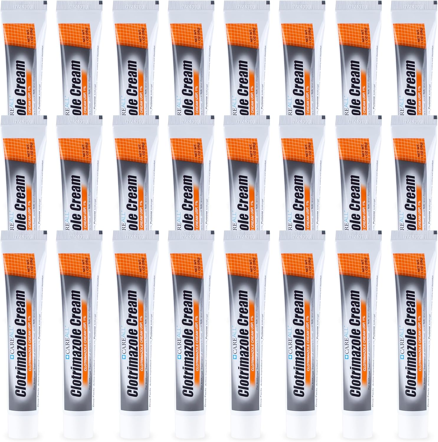 CareAll Clotrimazole Antifungal Cream 1% USP 1.0 oz. (24 Pack), Cures Most Athlete’s Foot, Jock Itch and Ringworm, Sooths and Relieves Itching, Burning and Cracking from These Conditions