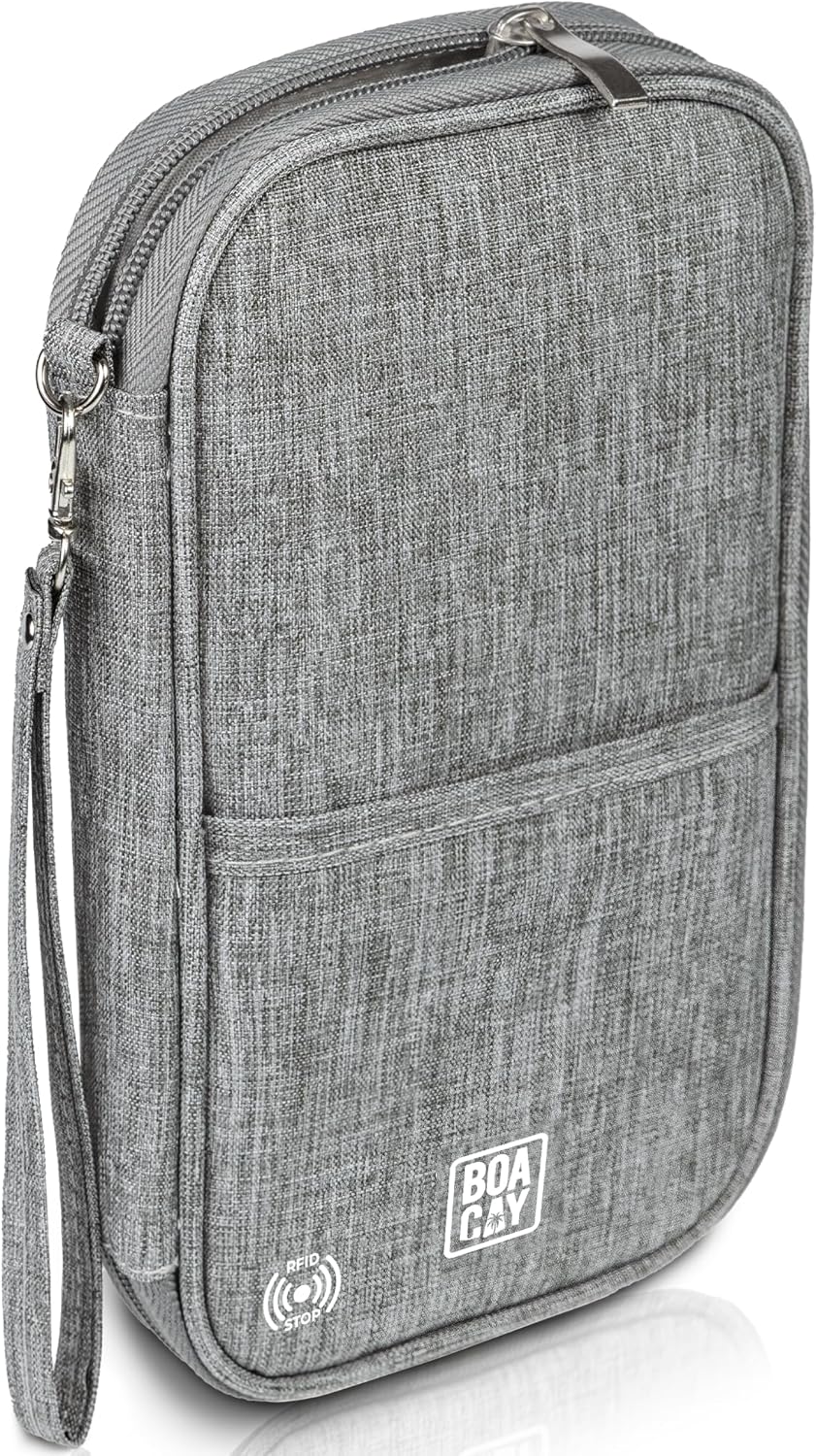 BOACAY Family Passport Holder, RFID Travel Wallet for Women & Men, Document Organiser, Holiday Essentials & Waterproof Cover for Tickets, Money, Cards