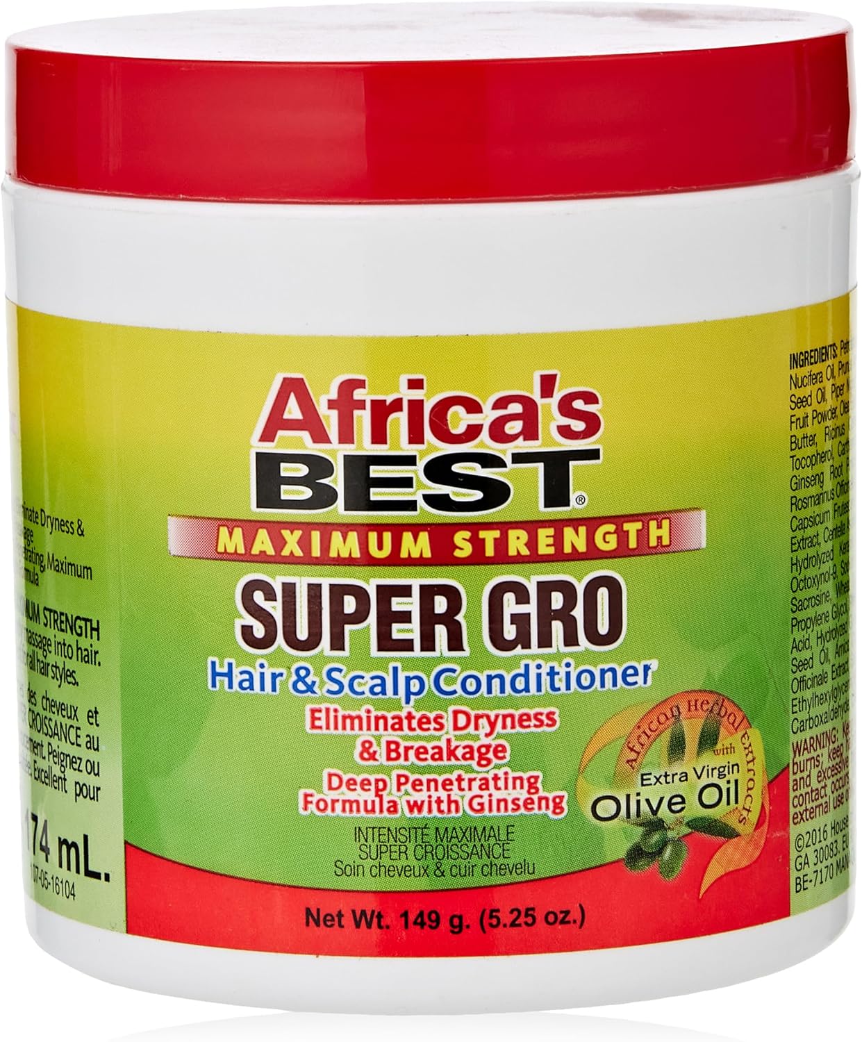 Africa's Best Maximum Strength Super Gro Hair & Scalp Conditioner, 149 g