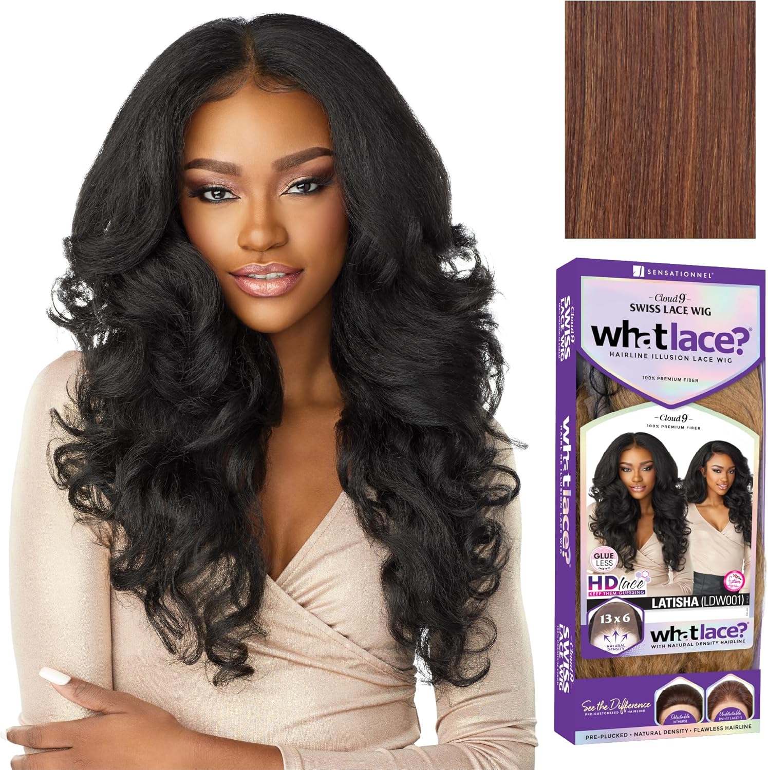 Sensationnel HD Lace Front Wig Cloud 9 What Lace Swiss Lace 13X6 Latisha (FLAMBOYAGECHOCOLATE)