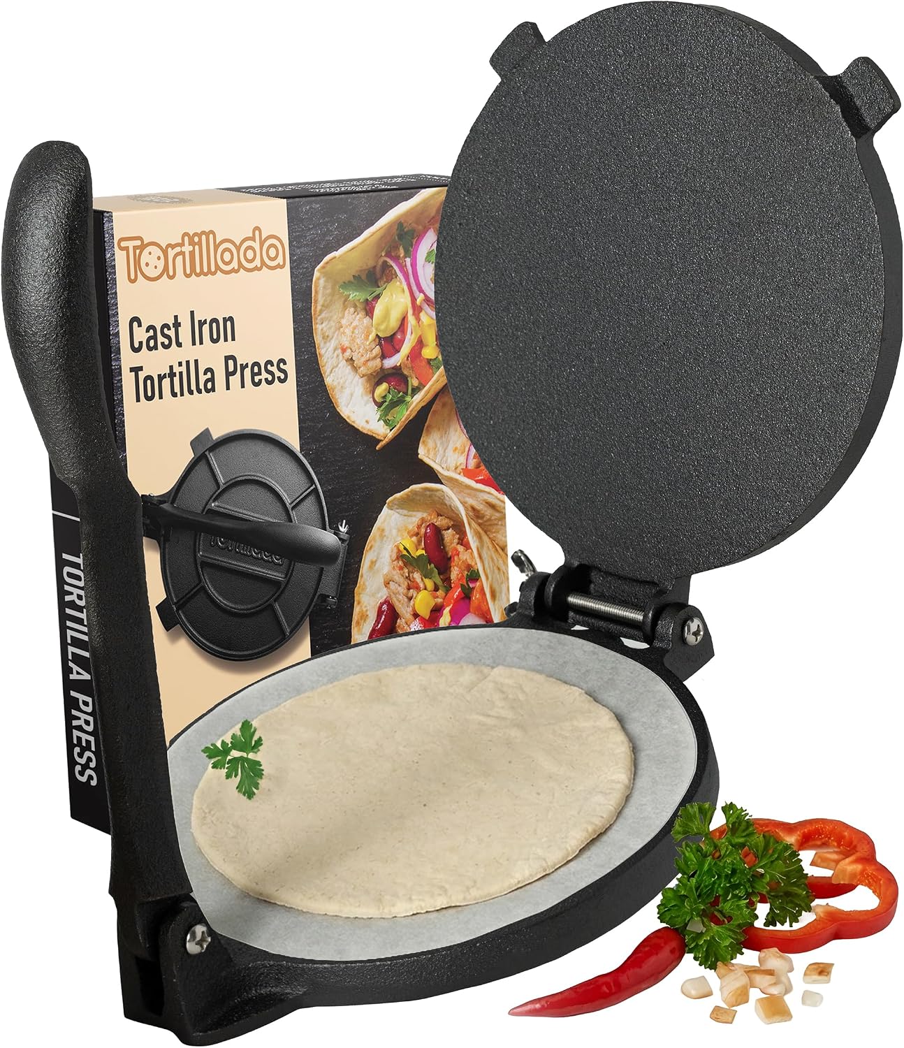 Tortillada - Tortilla Press incl. E-Book with 50 Recipes (12 Inch)