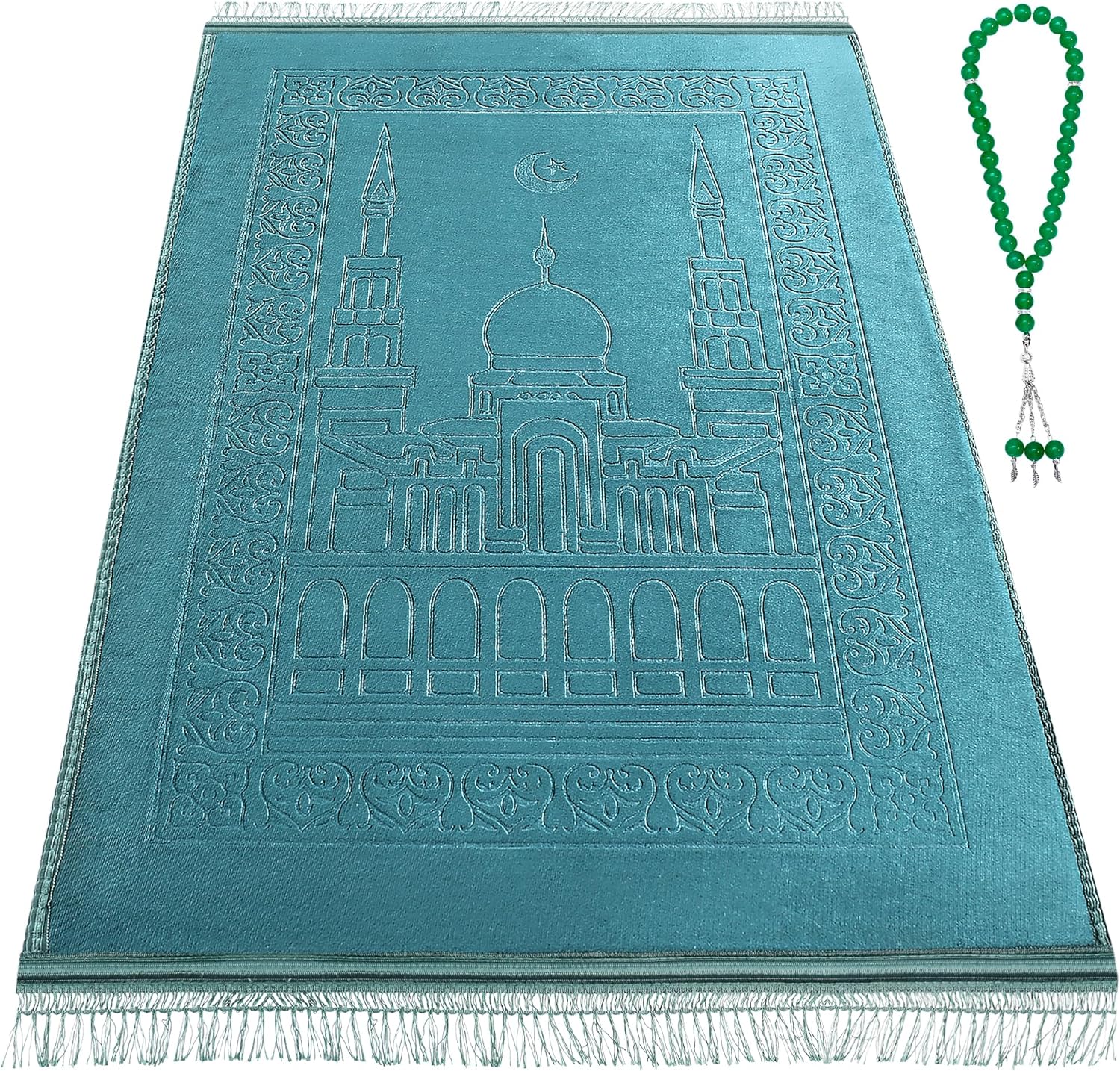 Z&Z living Space Muslim Prayer mat Extra Soft and Thick Padded Rug for Eid Travel Ramadan Islamic Gift and Great for Knees and Forehead