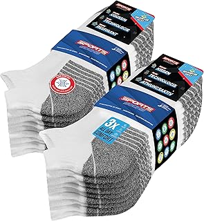 Men's Ankle Socks 10-Pack Low Sports Cushioned Socks Men Women, Pack of 10 Pairs