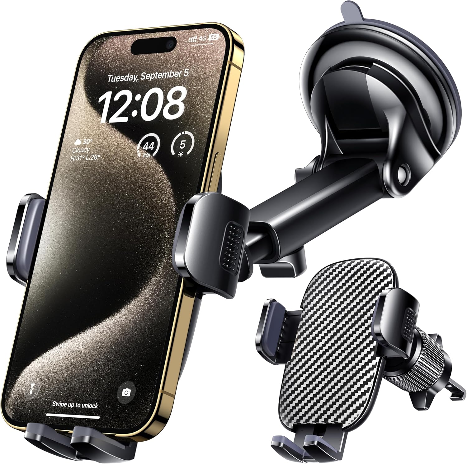 Qifutan Car Phone Holder Mount Phone Mount for Car Windshield Dashboard Air Vent Universal Hands Free Automobile Cell Phone Holder Fit for iPhone Smartphone Camera Mounts