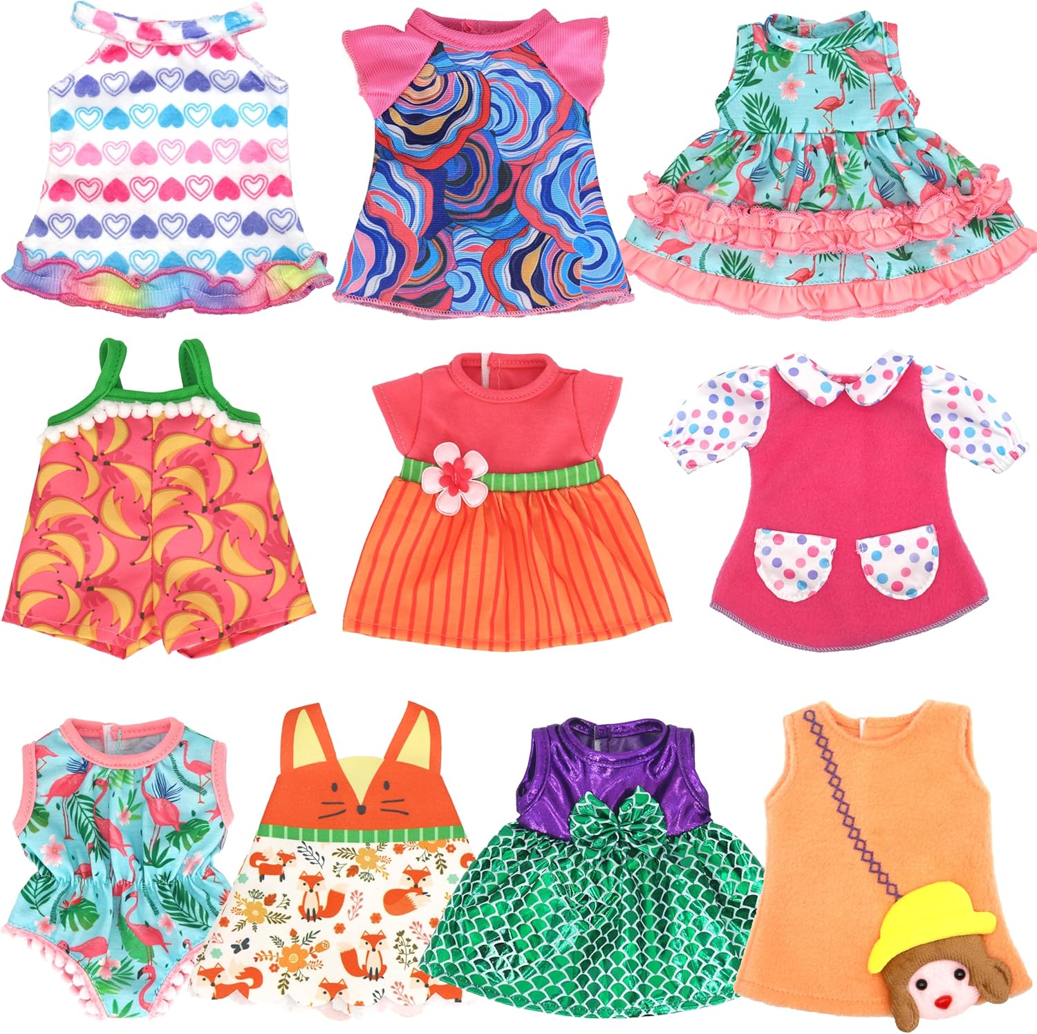 10 Set Alive Baby Doll Clothes, Doll Clothes and Accessories for 10-12 Inch Girl Dolls Outfits Include Cute Jumpsuit, Skirts