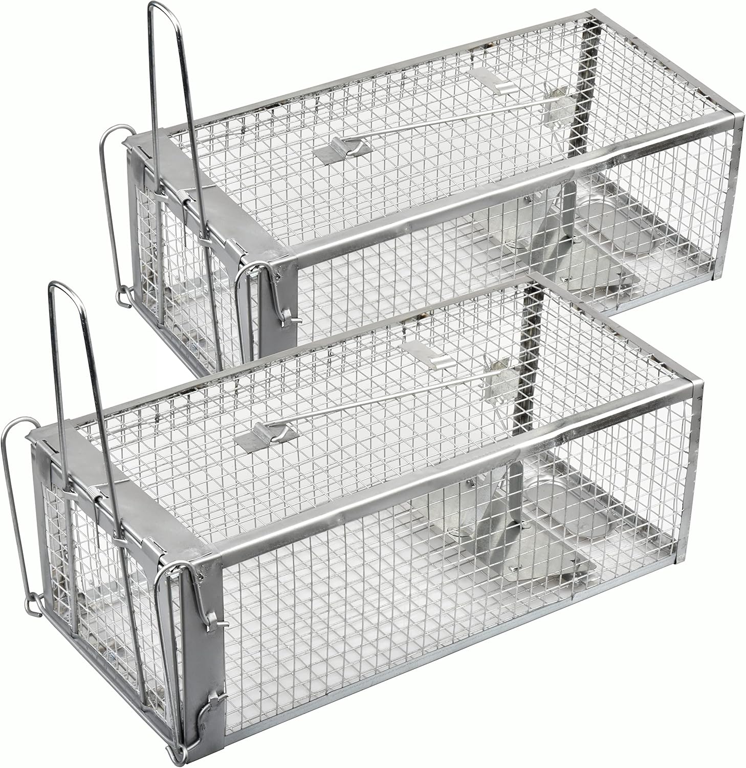 Anyhall 2-Pack Rat Traps Humane Live Mouse Cage Traps (Silver)