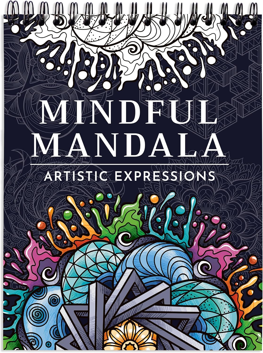 RYVE Mandala Coloring Book for Adults - 50 Unique Mandalas for Relaxation & Stress Relief - Adult Coloring Book Spiral Bound for Women and Men, Mindfulness Gifts for Women