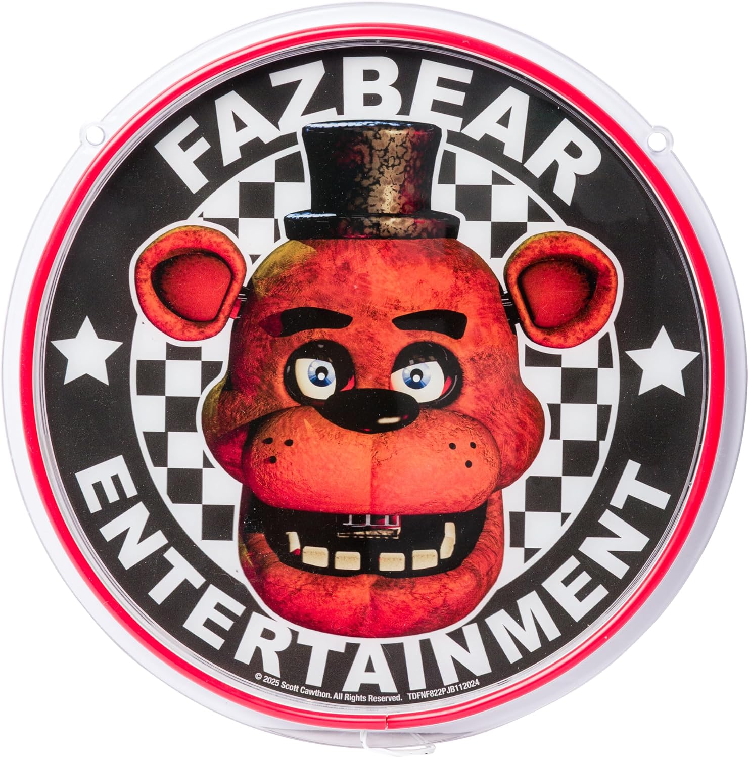 Silver Buffalo Five Nights At Freddy's Core Fazbear Entertainment Boxed 11.6 X 11.6 Small Die Cut Wall Art with LED Neon Tube Accents