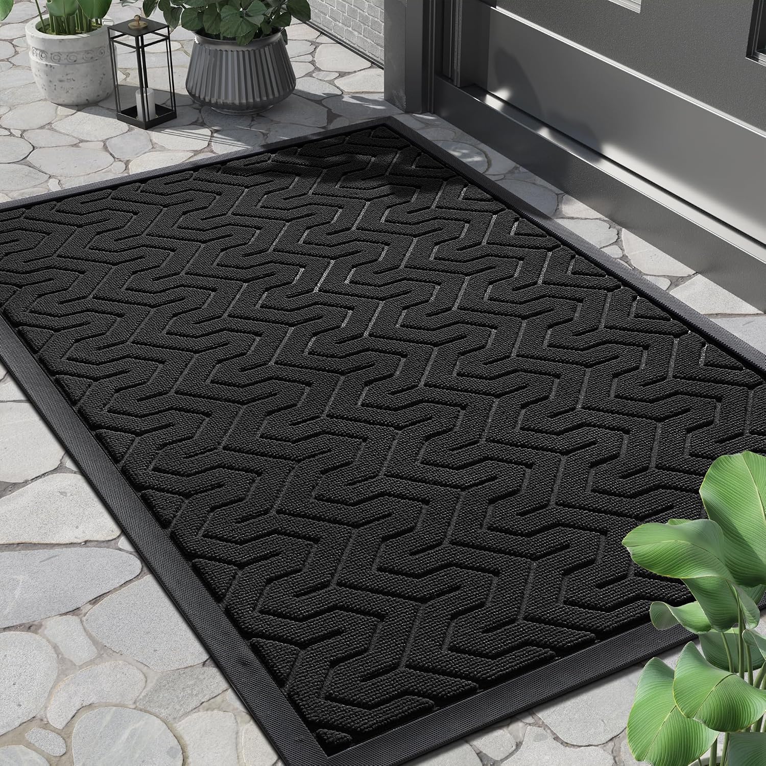 Yimobra Indoor Outdoor Mats for Front Door, Black, 29.5x17