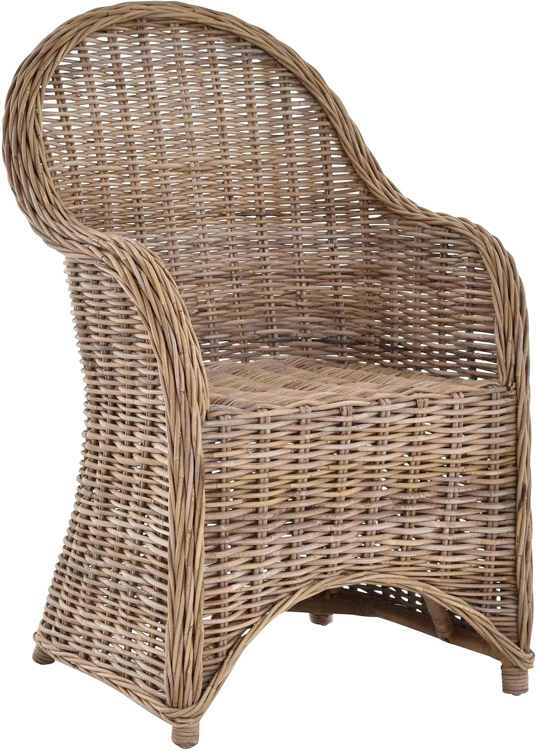 Wicker Dining Room Chair with Armrest - Grey