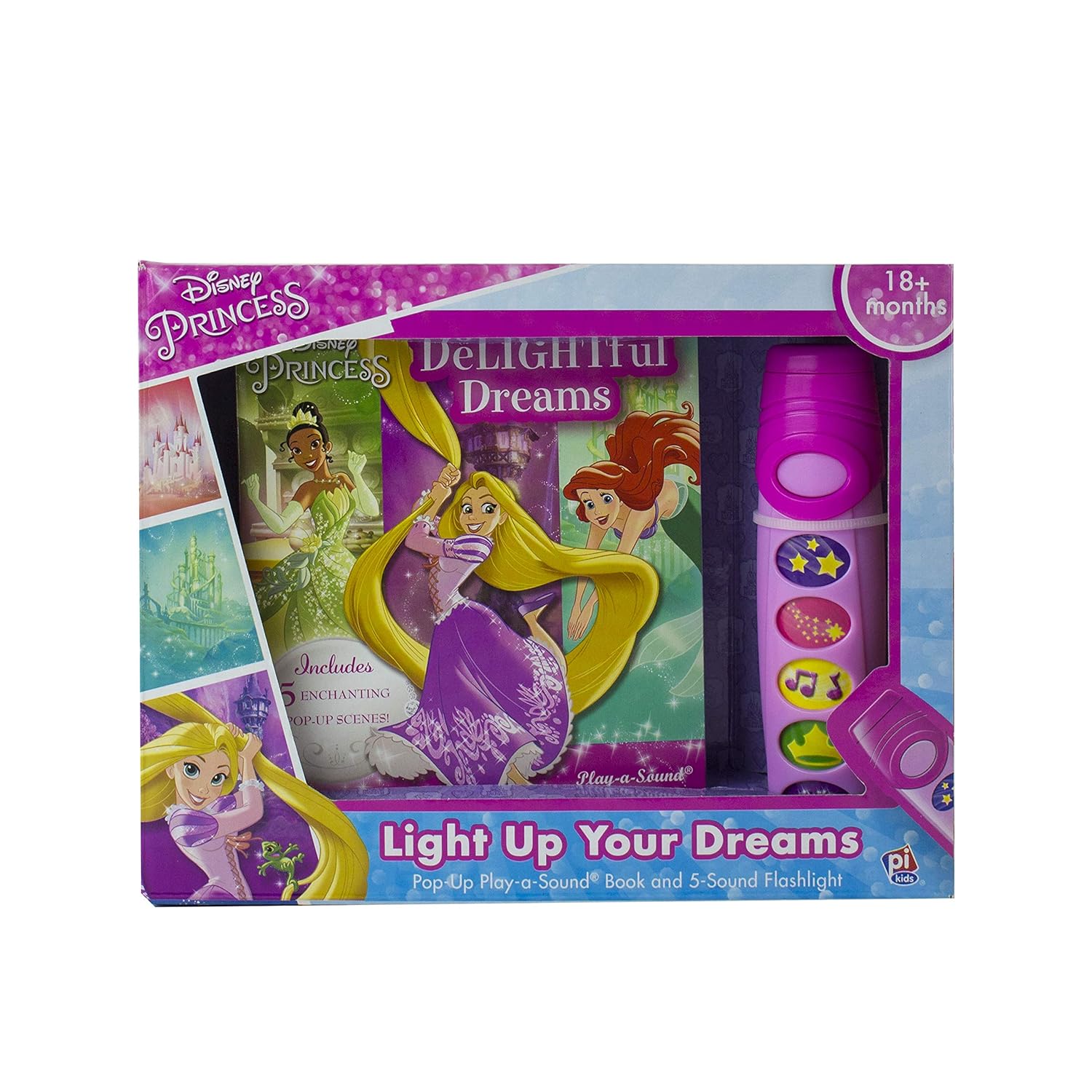 Disney Princess - DeLIGHTful Dreams - Pop-Up Board Book Book and Sound Flashlight Toy - PI Kids (Play-A-Sound): Delightful Dreams: Little Flashlight Adventure Box Set