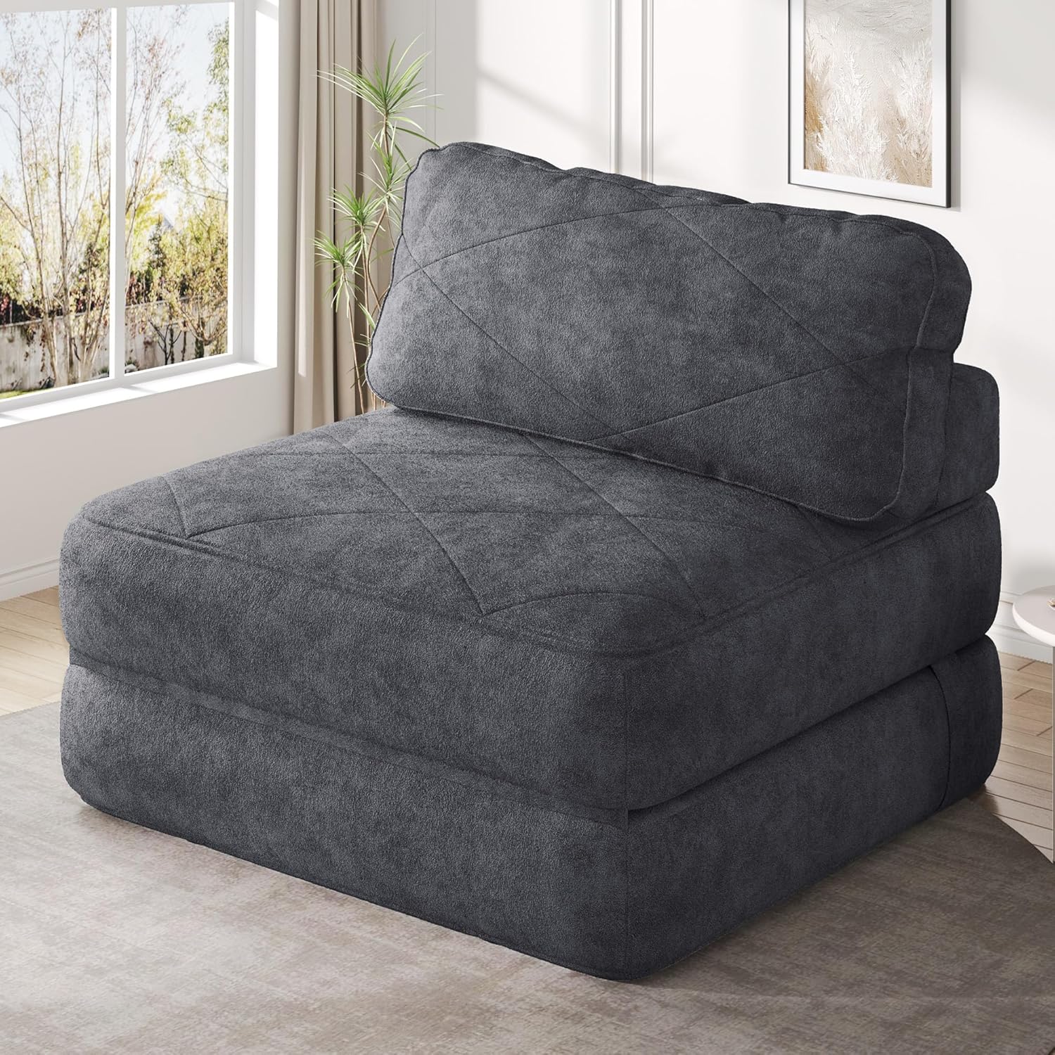 YITAHOME Folding Sofa Bed,New Upgrade Resilient Pocket Spring Cushion-Fold Out Chair Bed, Convertible Lazy Sleeper Chair with Back Support,Comfy Floor Sofa Lounge for Living Room, Bedroom, Dark Grey